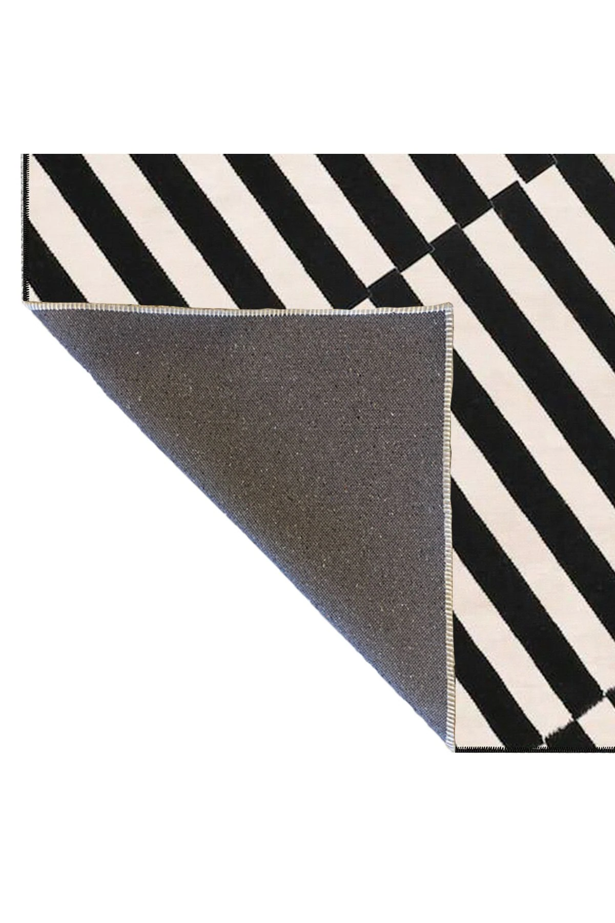 Modern Siyah Krem Çapraz Desenli Renkli Dekoratif Halı miravip605