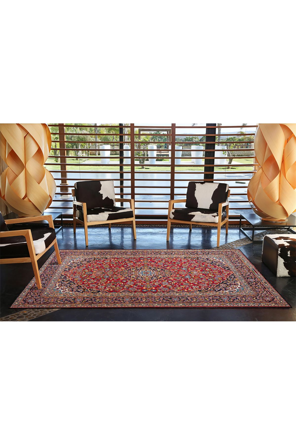 Çiçek Kırmızı Baklavalı Renkli Geleneksel Dokuma Taban ve Dekoratif Halı miravip114