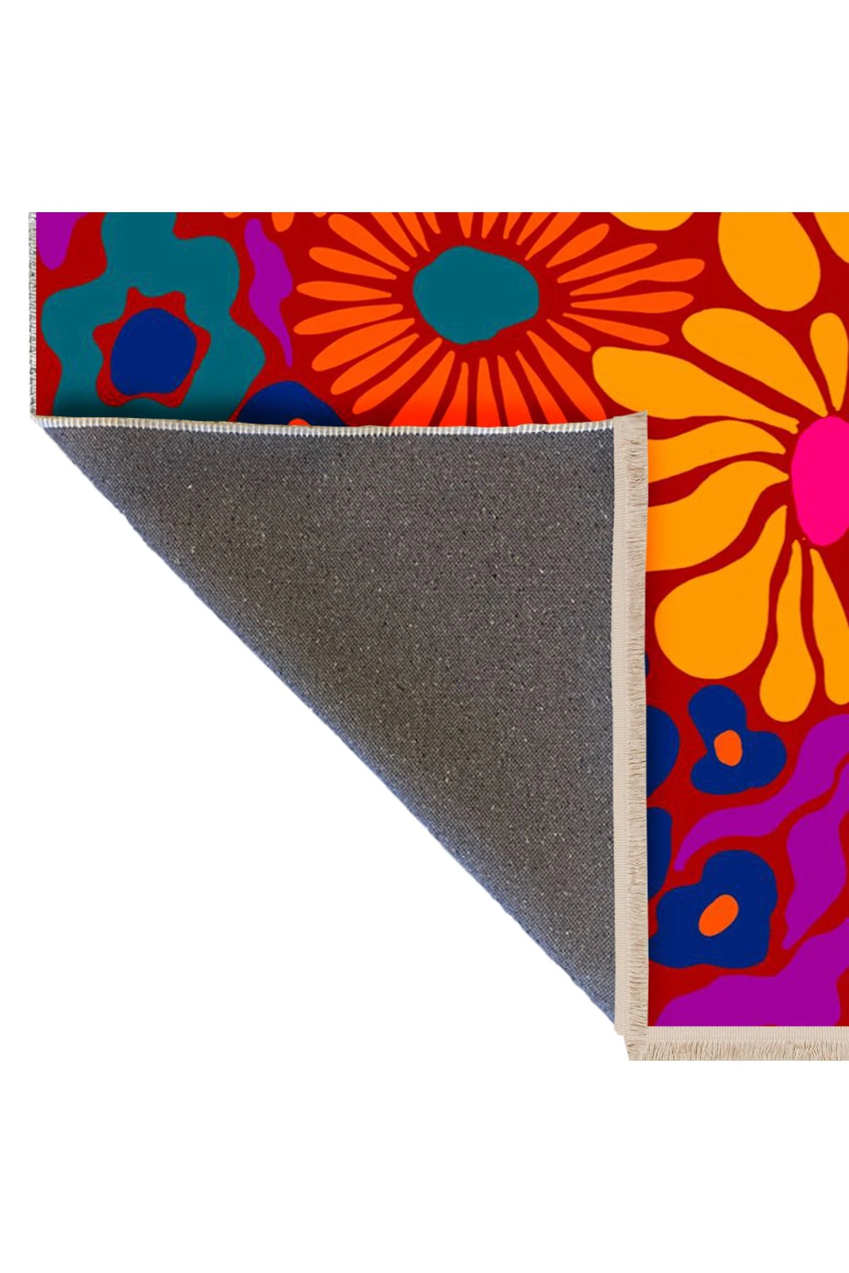 Yılmaz Koleksiyonu Çok Renkli Tema Karma Çiçek Figürleri Desenli Modern Dekoratif Halı 22