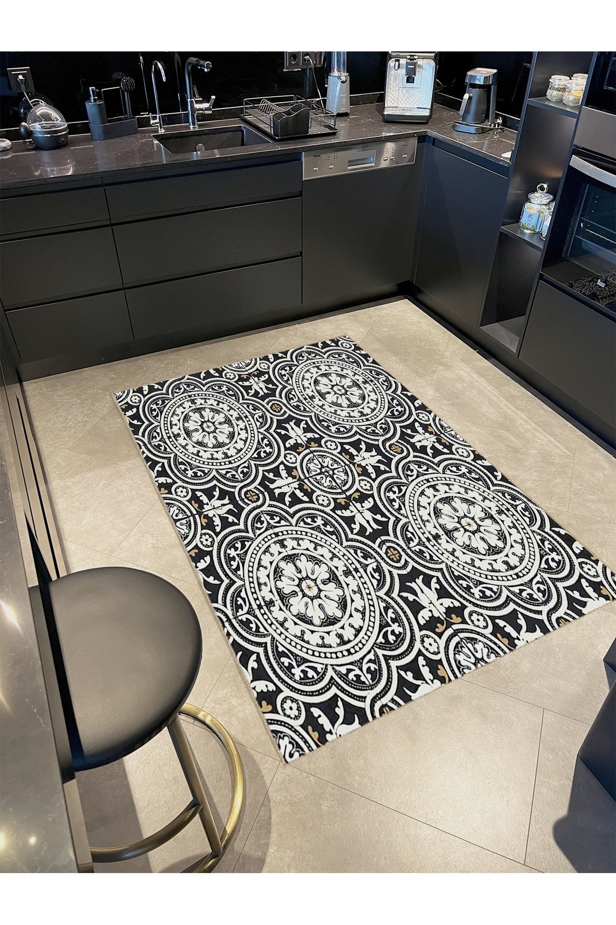 Tuğrul Koleksiyonu Bej Gri Ton Çiçek Motifleri Desenli Dokuma Taban Modern Dekoratif Halı 14