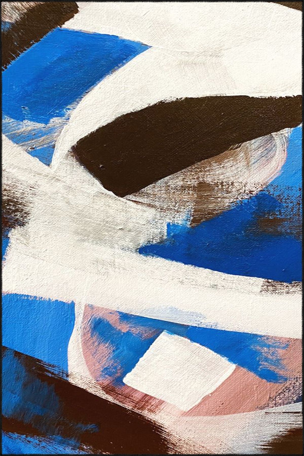 Mavi Krem Temalı Desenli Modern Dekoratif Halı ve Yıkanabilir Halı miravip9584