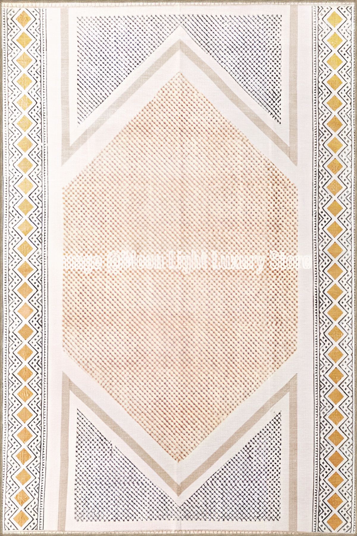 Pembe Mavi Temalı Altıgen Geometrik Şekil Desenli Modern Dekoratif Halı 1909