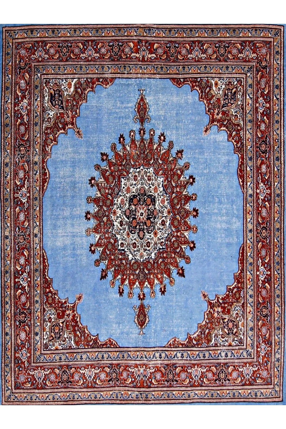 Asena Koleksiyonu Mavi Tema Bohem ve Geleneksel Motifli Desenli Vintage Dekoratif Halı 11