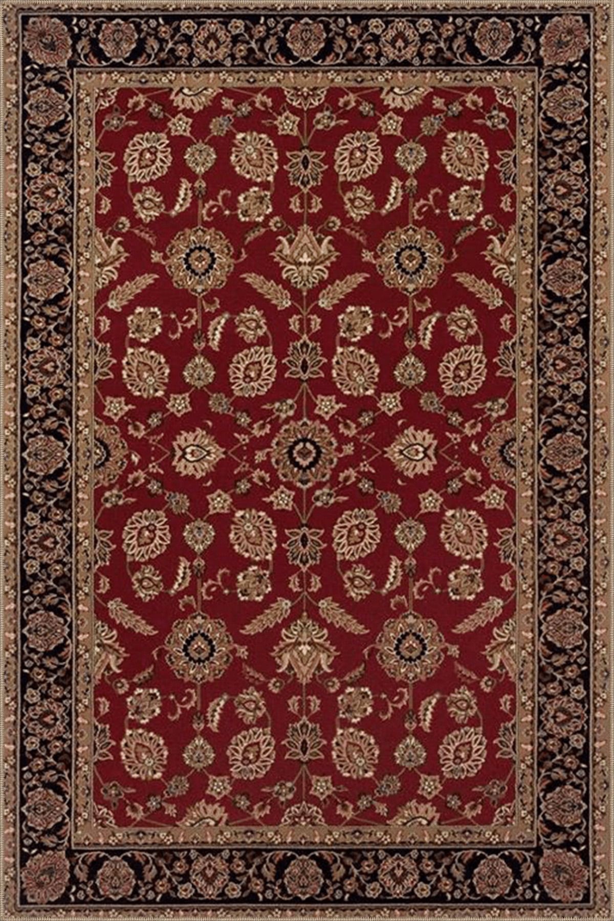 Bordo Temalı Motifli Etnik Çiçek Desenli Vintage Dekoratif Halı 4595
