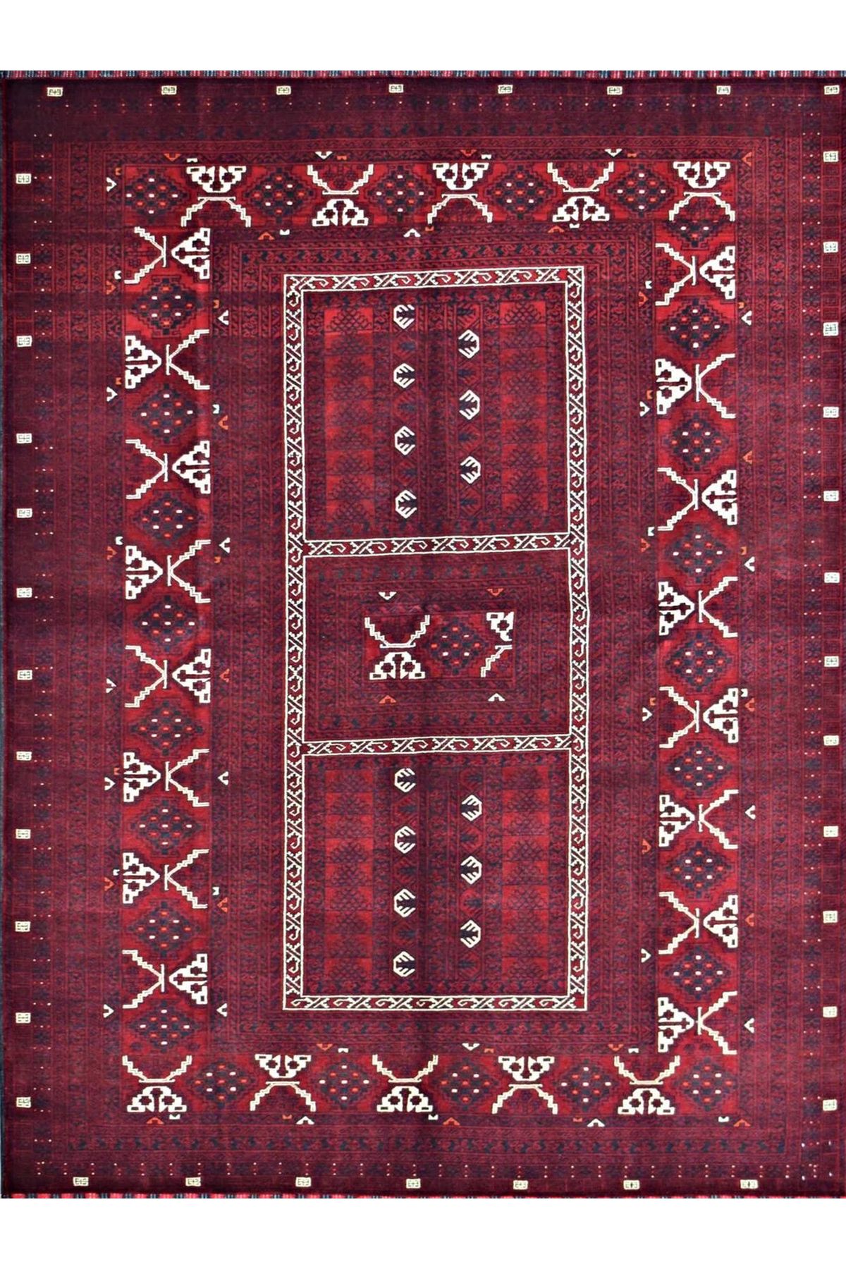 Mete Koleksiyonu Vişne Renk Klasik Geleneksel Desenli Vintage Dekoratif Halı 23