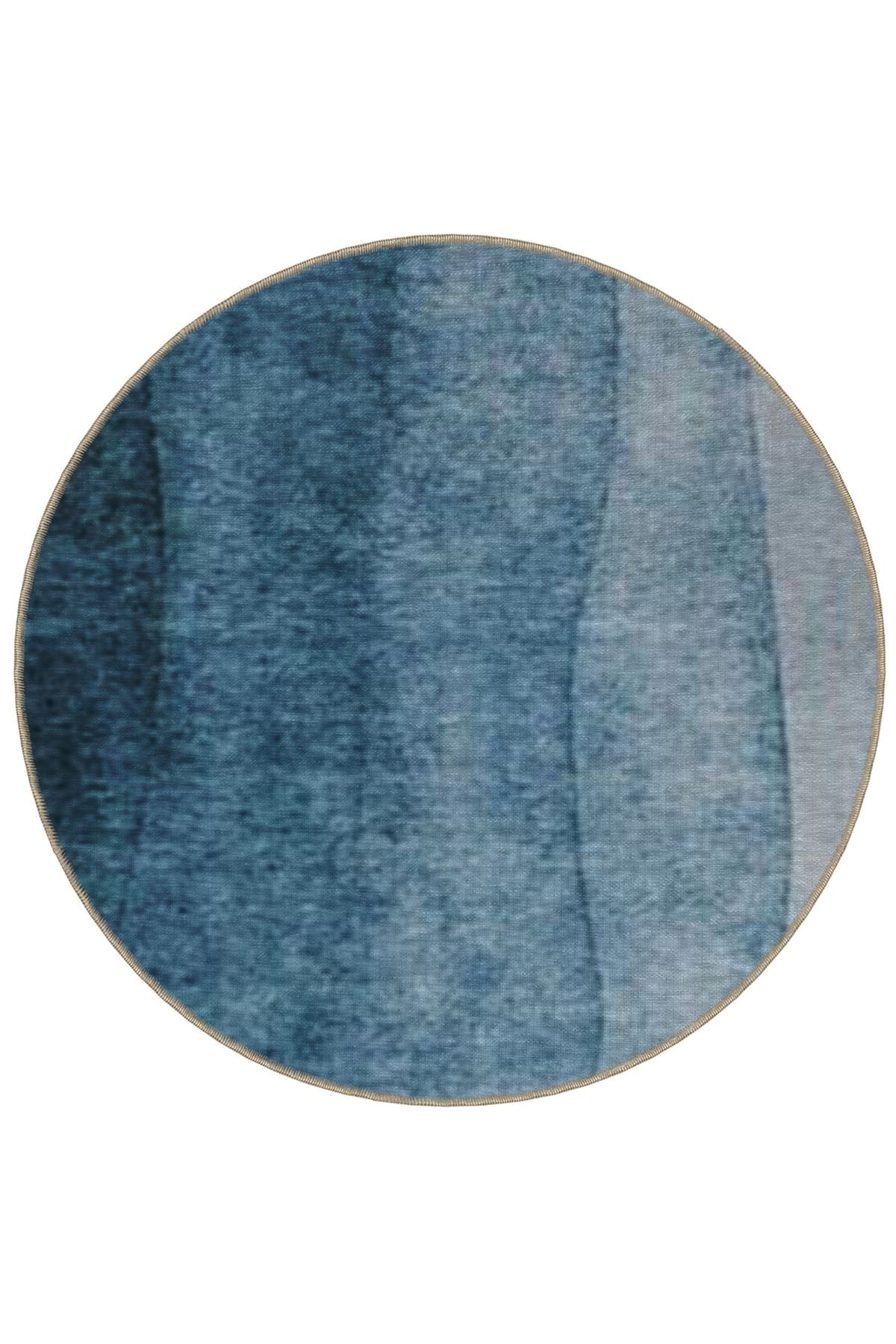 Shape Koleksiyonu Yuvarlak Mavi Tonlarda Soyut Desenli Dokuma Taban Halı shape126