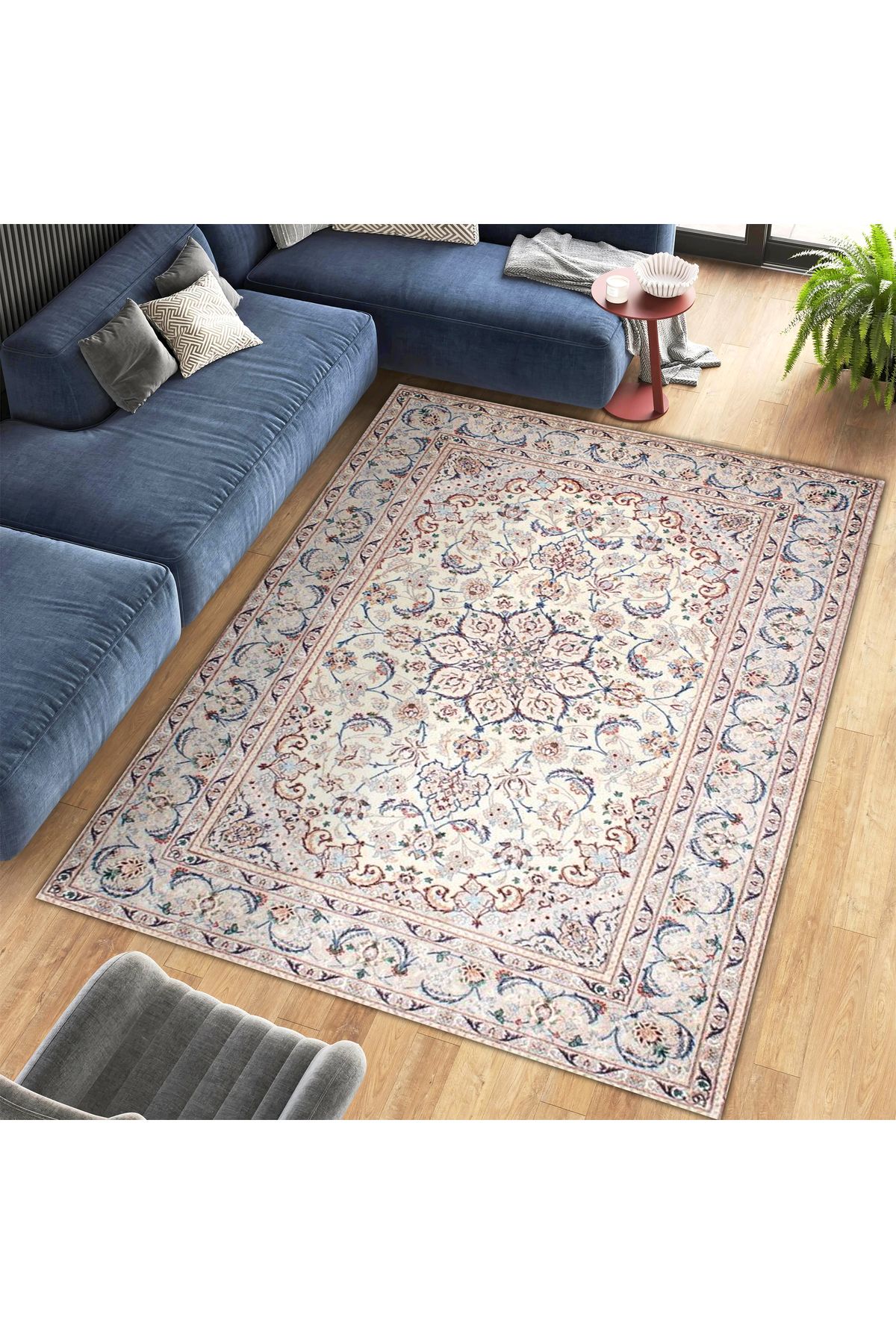 Cansu Koleksiyonu Bej Tonlarda Desenli Dokuma Taban Modern Dekoratif Halı cansu42