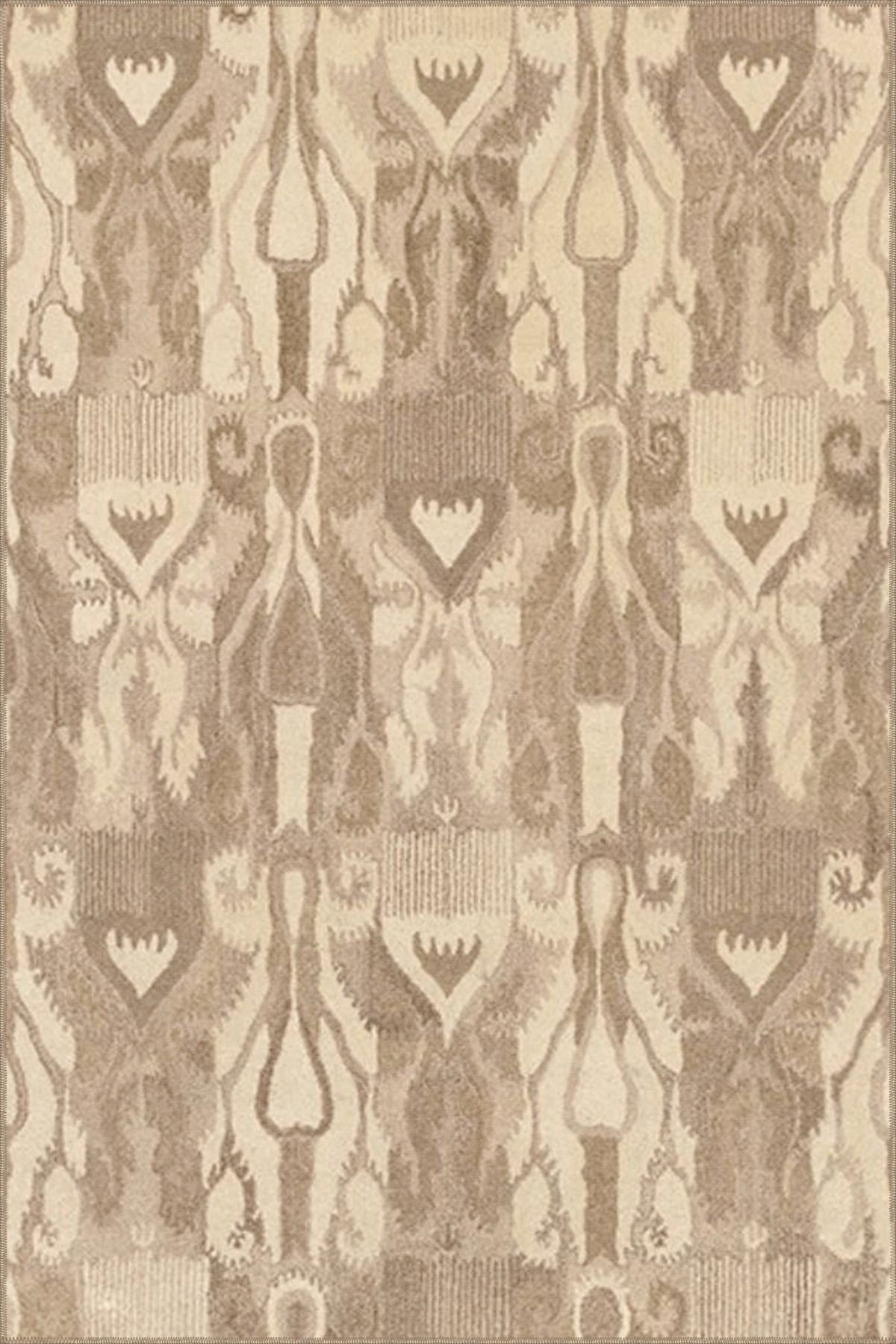 Bej Temalı Motifli Etnik Figür Desenli Vintage Dekoratif Halı 4605