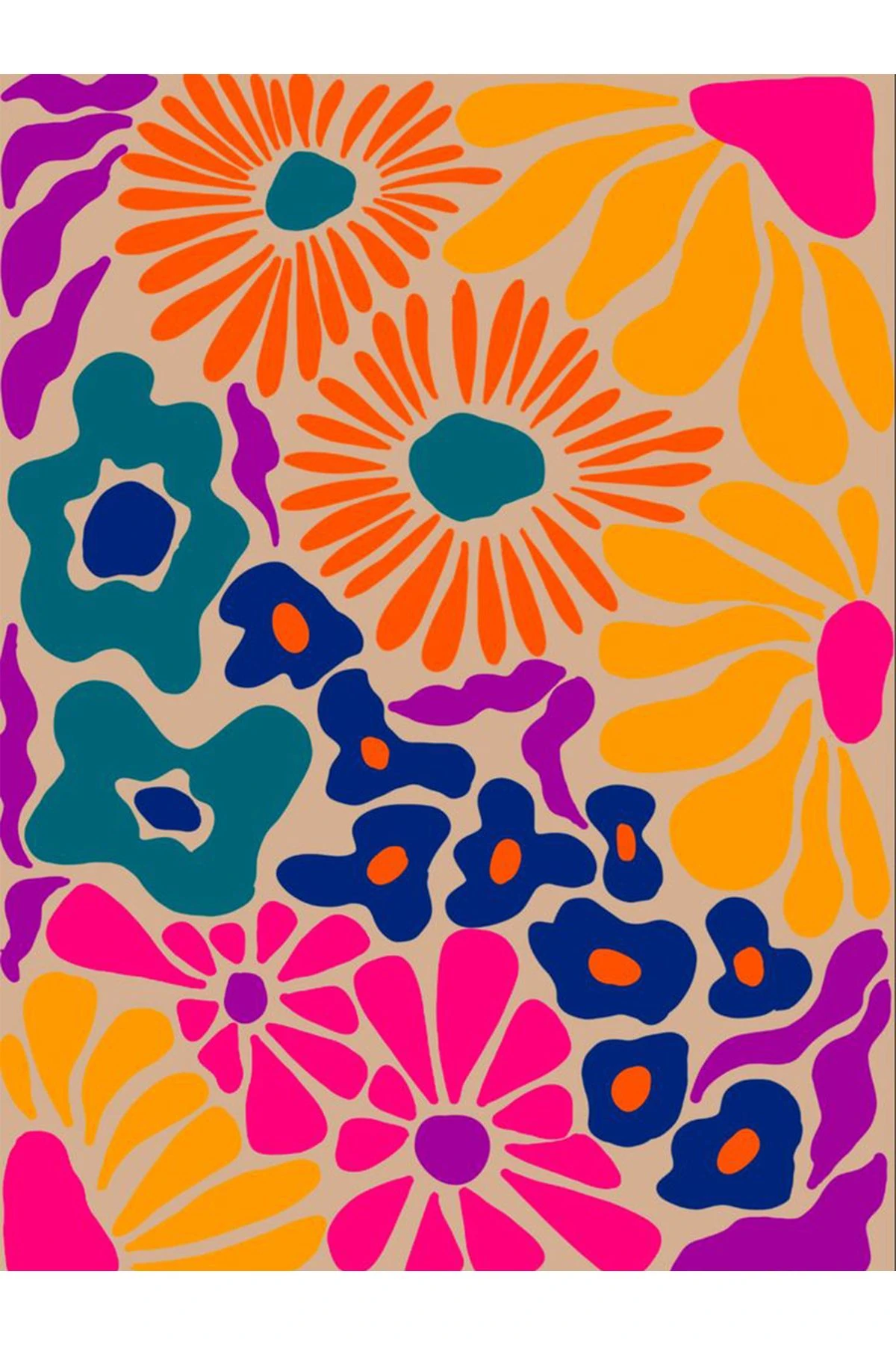 Yılmaz Koleksiyonu Çok Renkli Karma Çiçek Figürleri Desenli Modern Dekoratif Halı 20