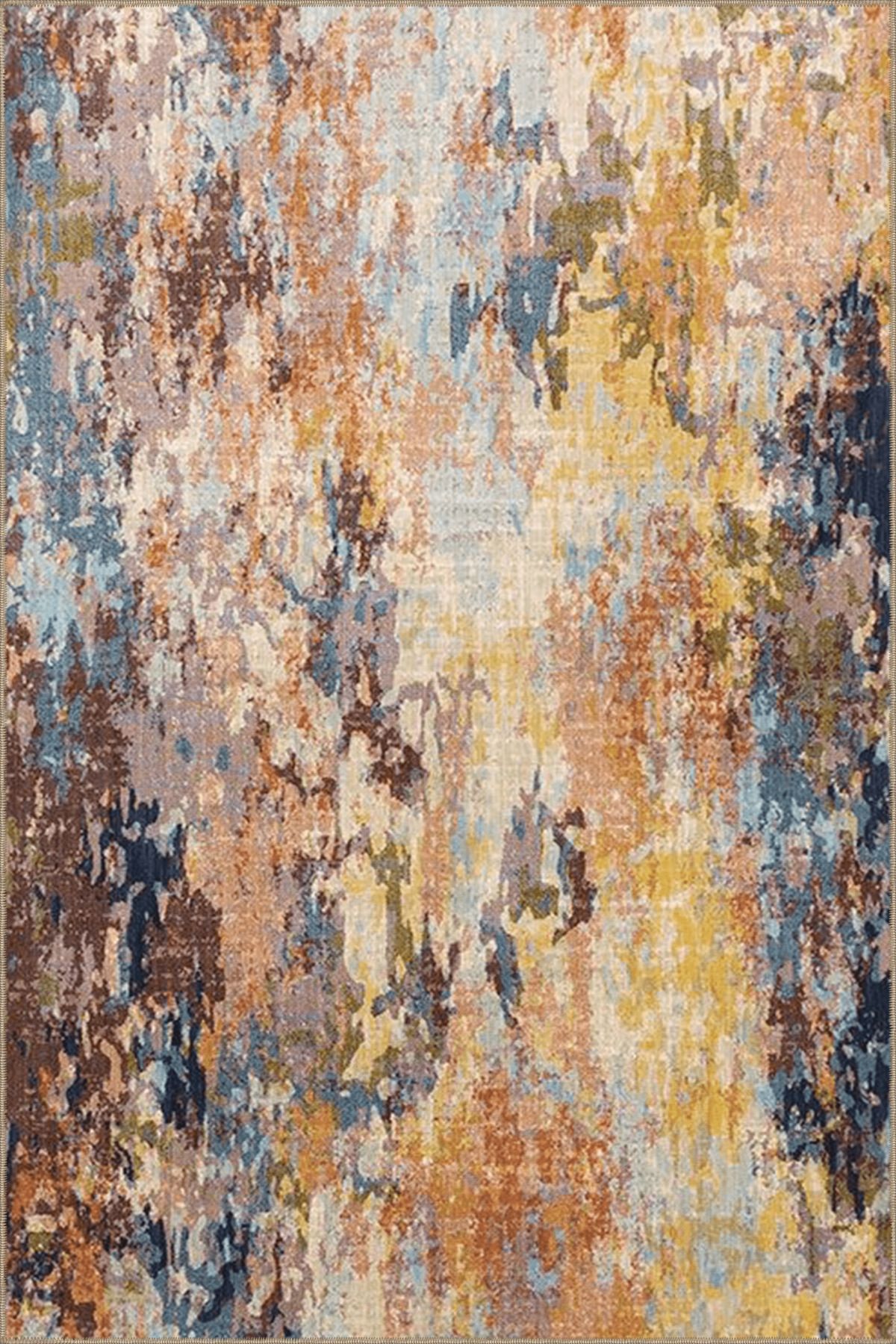 Çok Renkli Abstract Soyut Desenli Modern Dekoratif Halı 3927