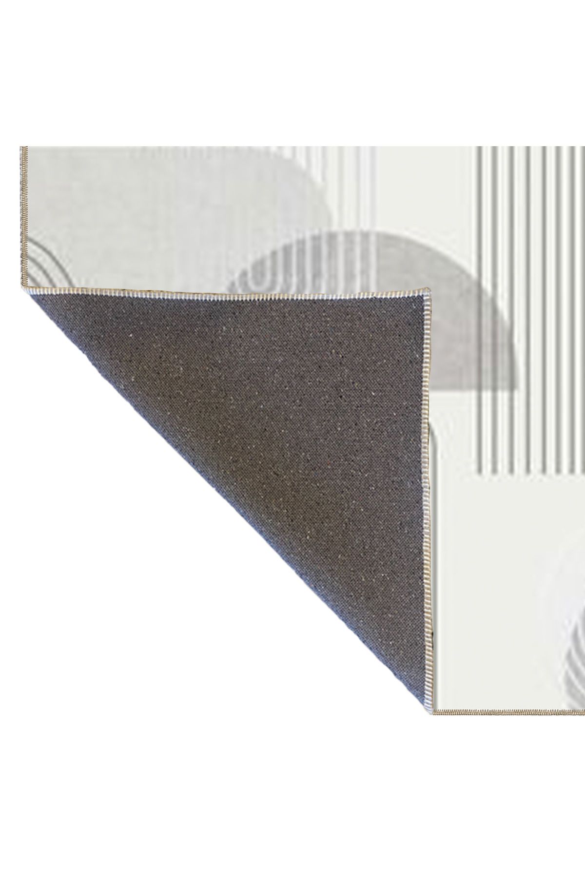 Gri Yuvarlak Geometrik Desenli Dokuma Taban Halı ve Yıkanabilir Halı miravip9908