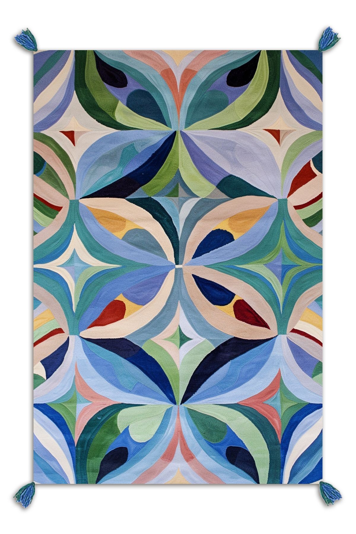 Musé Geometrik Desen Pastel Renkli Dokuma Taban Dekoratif Salon Halısı 709