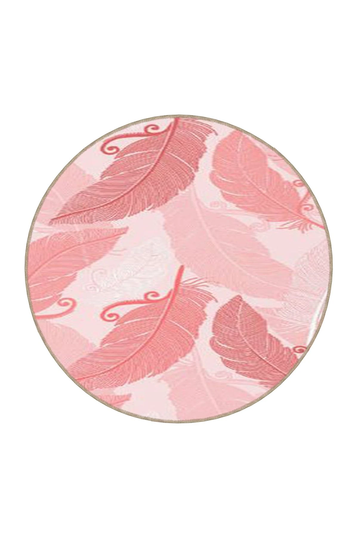 Pembe Renkli Yaprak Desenli Dokuma Taban Halı 3799