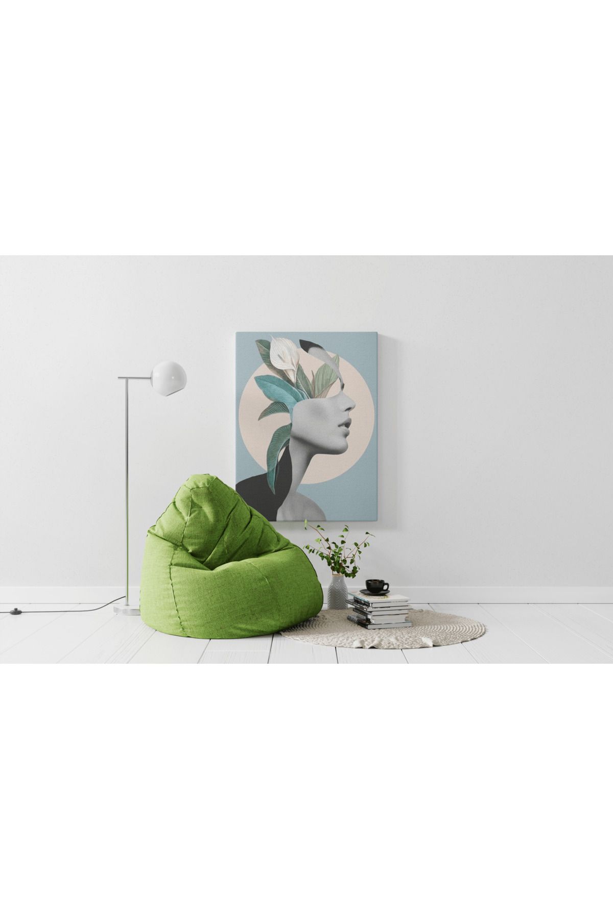 Kanvas Tablo Soyut Çiçek ve Kadın Yüz Desen