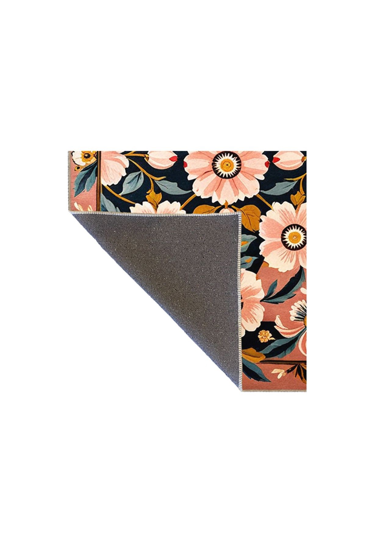 Paris Koleksiyonu Pudra Tema Floral Çiçek Desenli Vintage Dekoratif Halı 42
