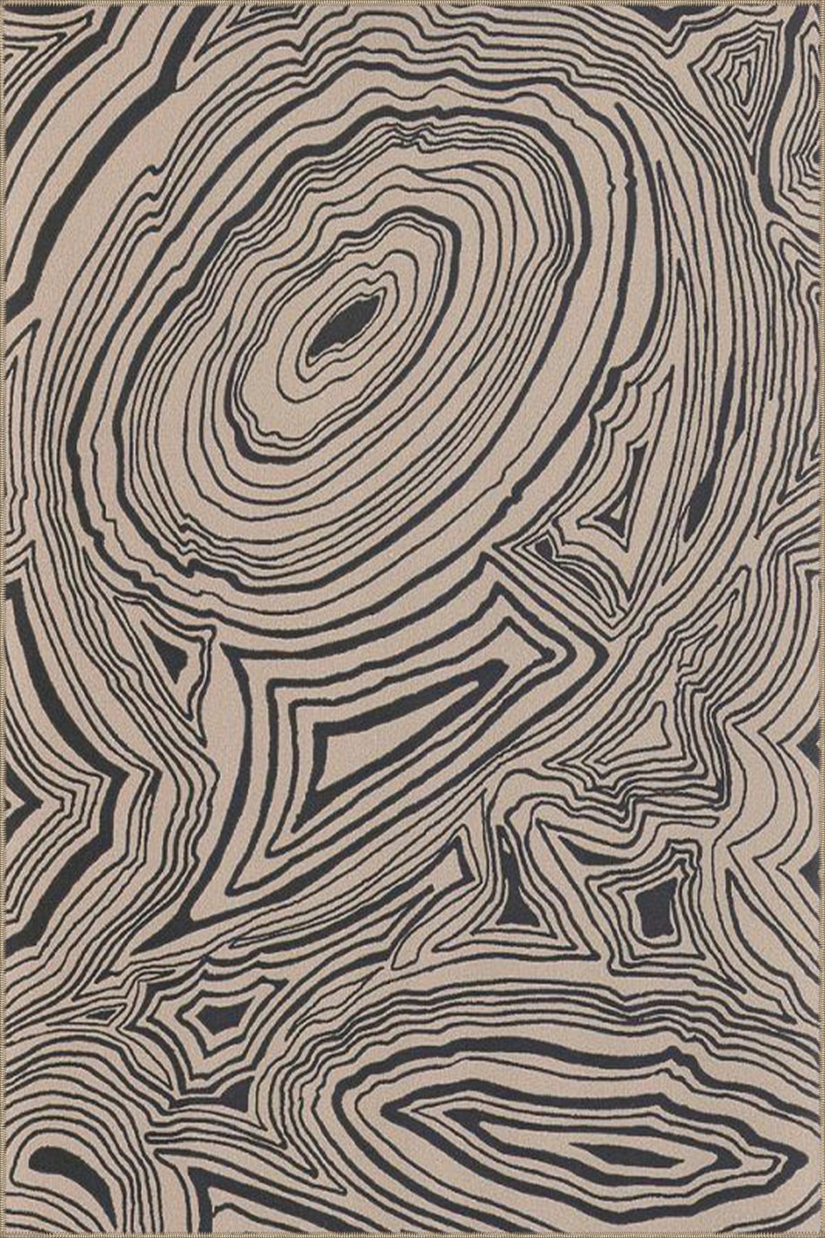 Kahverengi Renkli Temalı Çizgili Desenli Dokuma Taban ve Yıkanabilir Halı miravip9534