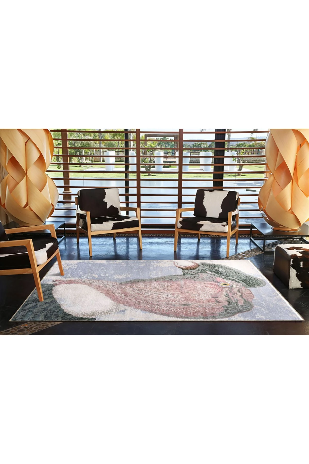 Hayvan Desenli Renkli Dokuma Taban miravip656