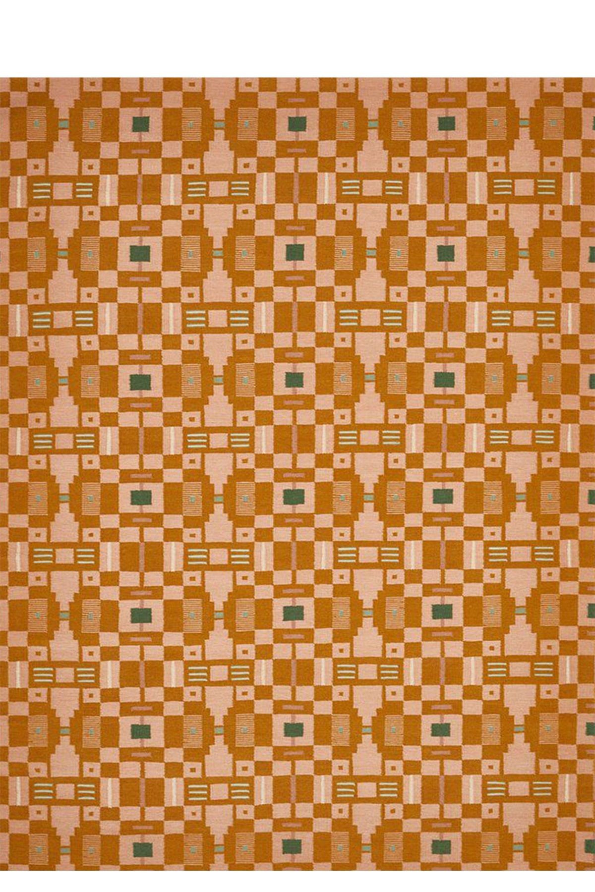 Paris Koleksiyonu Turuncu Temalı Geometrik Motif Desenli Kreatif Modern Dekoratif Halı 176