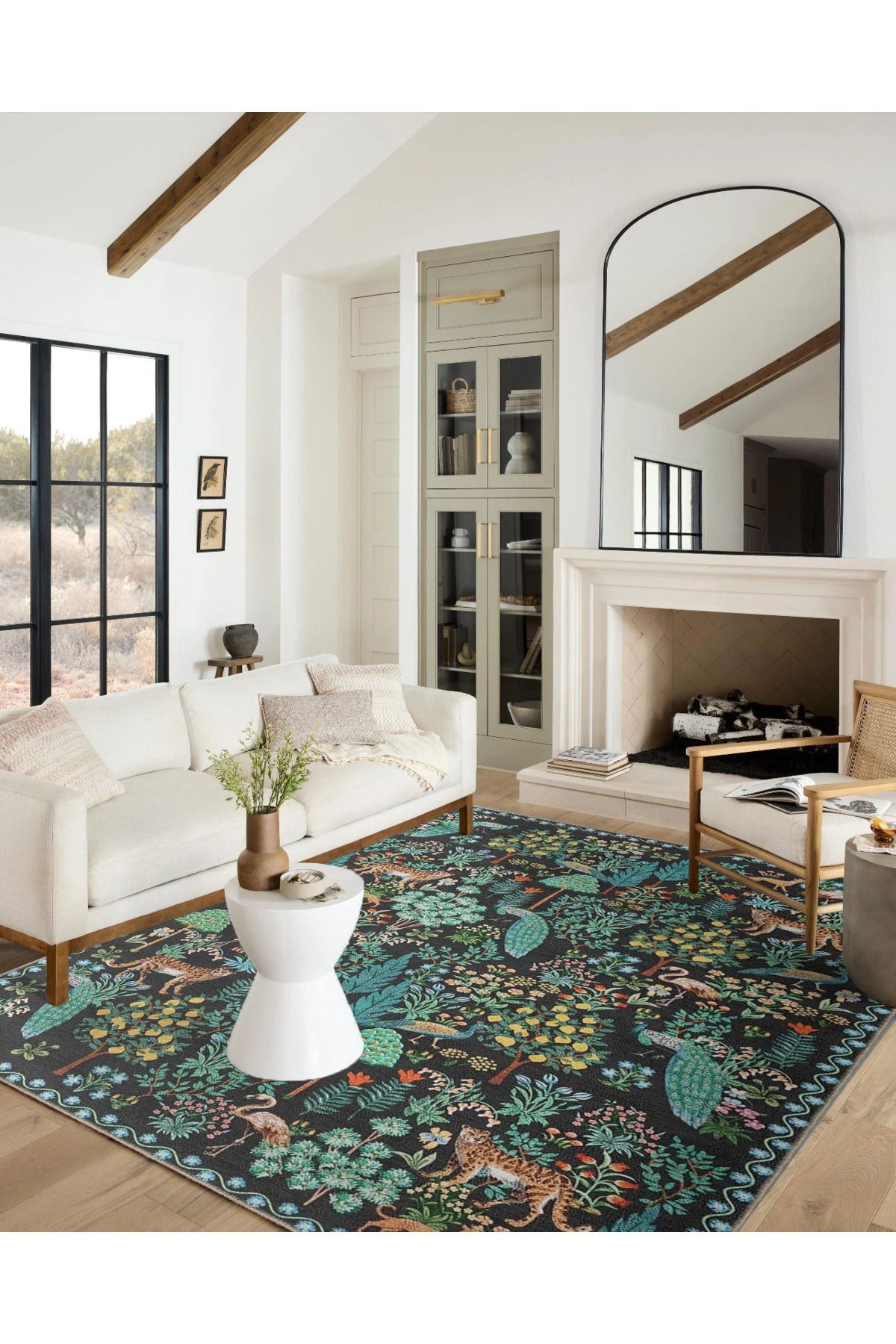 Floral Mira Füme Pastel Çok Renkli Botanik Tema Dokuma Taban Halı Mira 1319