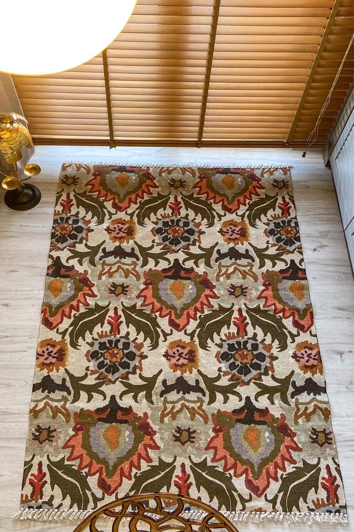 Cotton 521 Etnik Ve Çiçek Desenli Kilim
