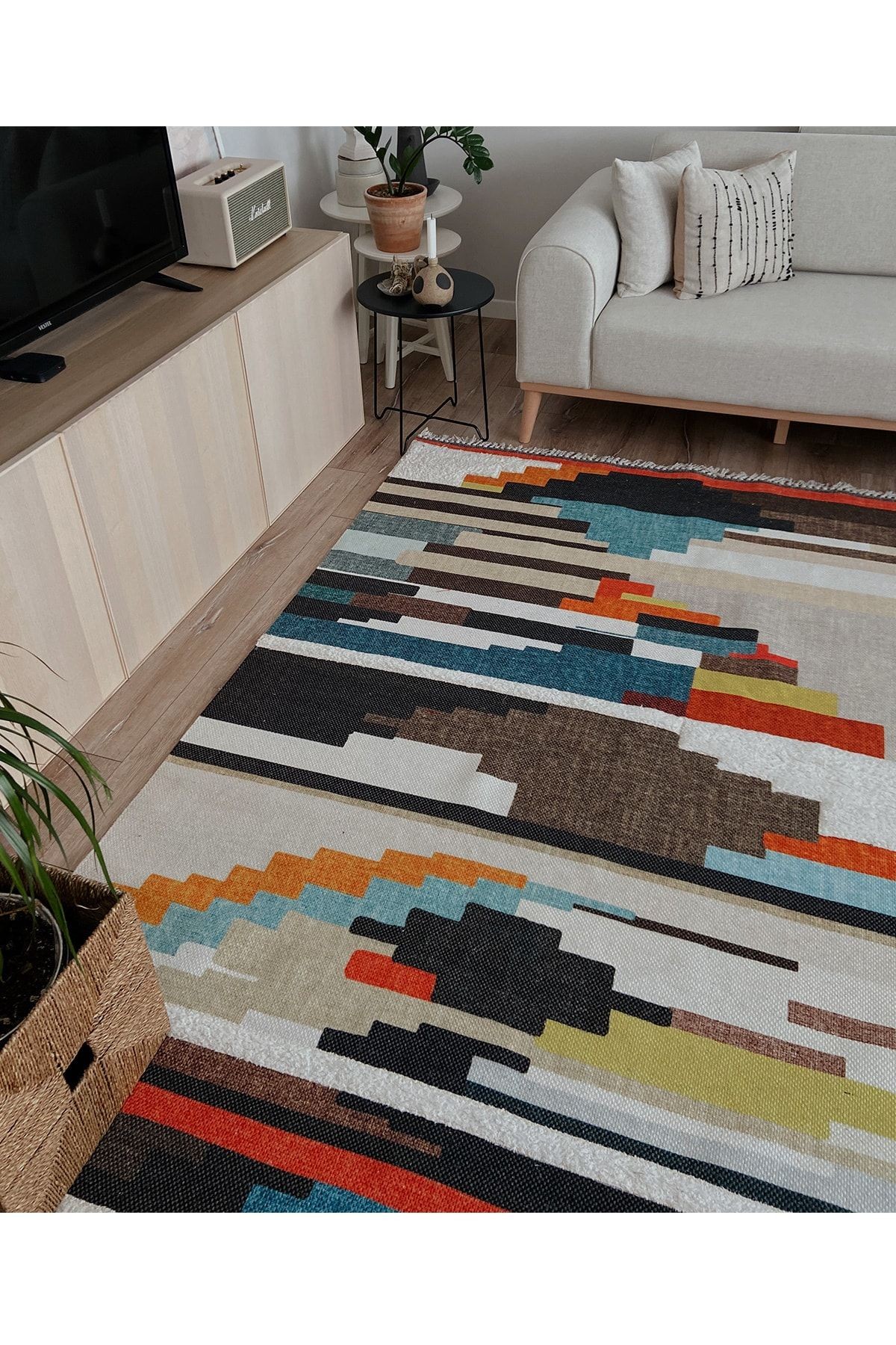 Rustik Multy 4010 Çok Renkli Çizgili Kilim