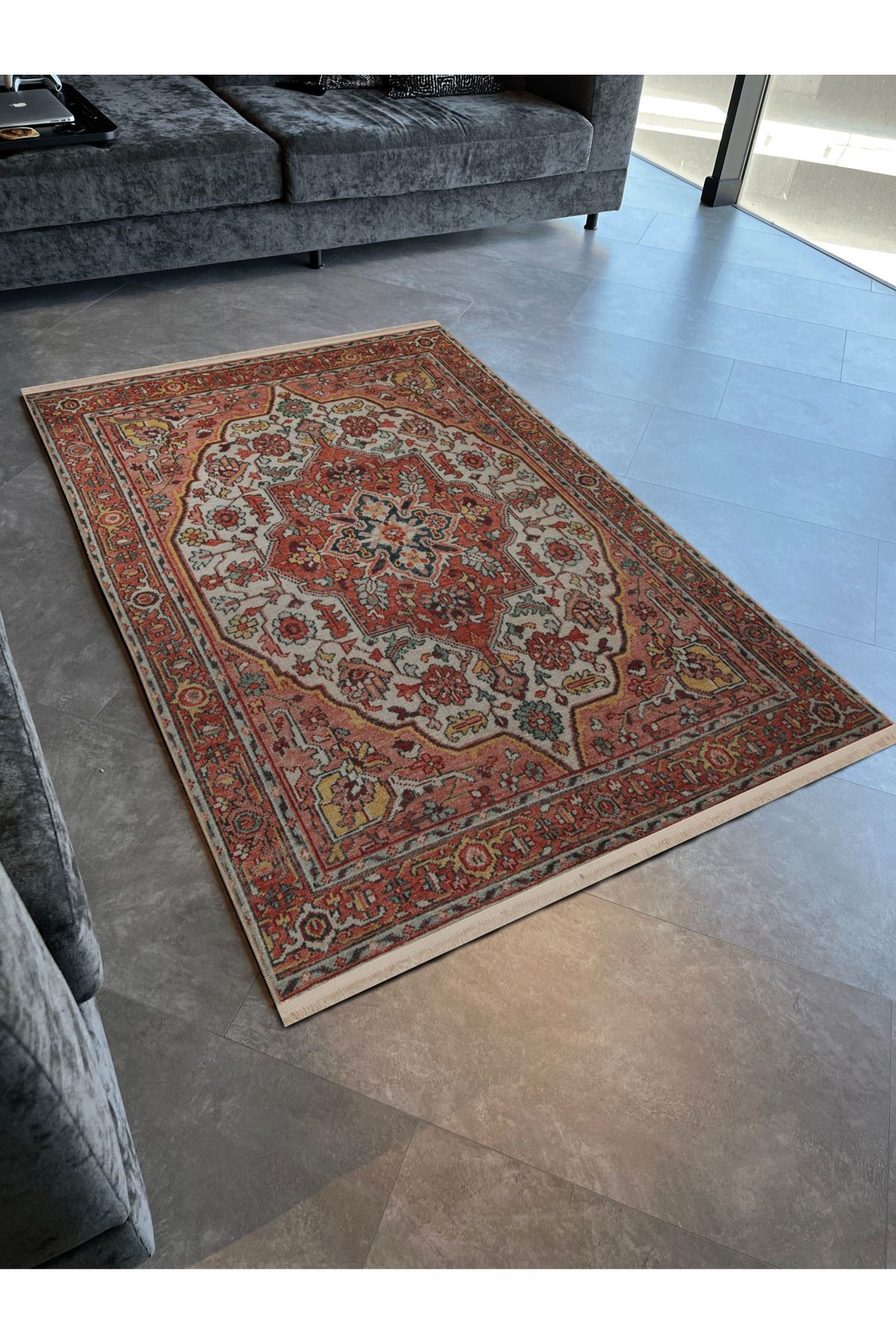 Çok Renkli Geleneksel Motif Etnik Desenli Kreatif Vintage Dekoratif Halı 2755