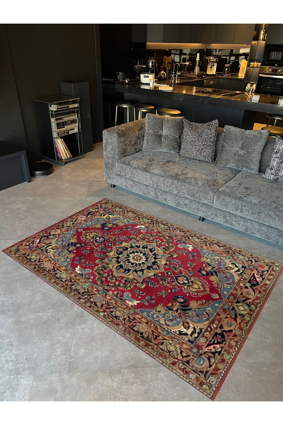 Paris Koleksiyonu Çok Renkli Etnik Çiçekli ve Geleneksel Motif Desenli Vintage Dekoratif Halı 69