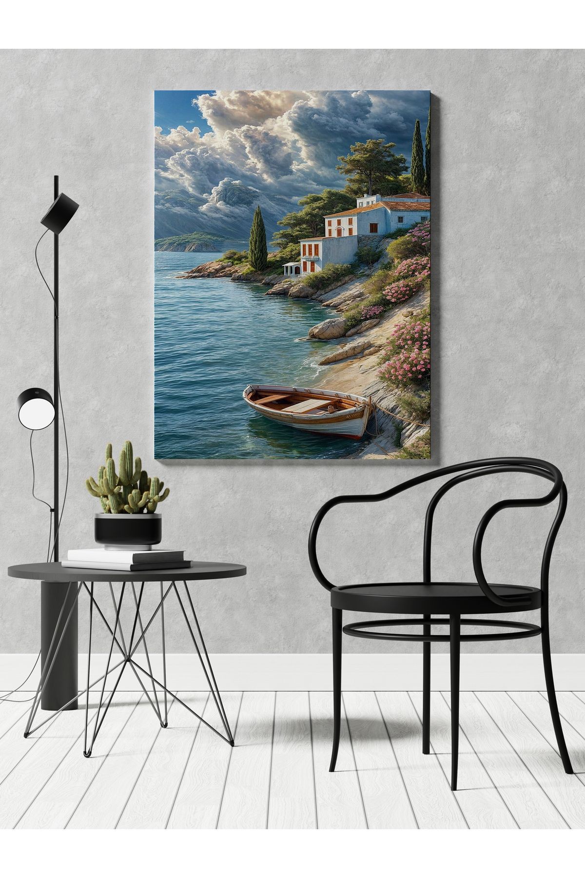 Kanvas Tablo Yalı Temalı ve Deniz Desenli Modern Tablo