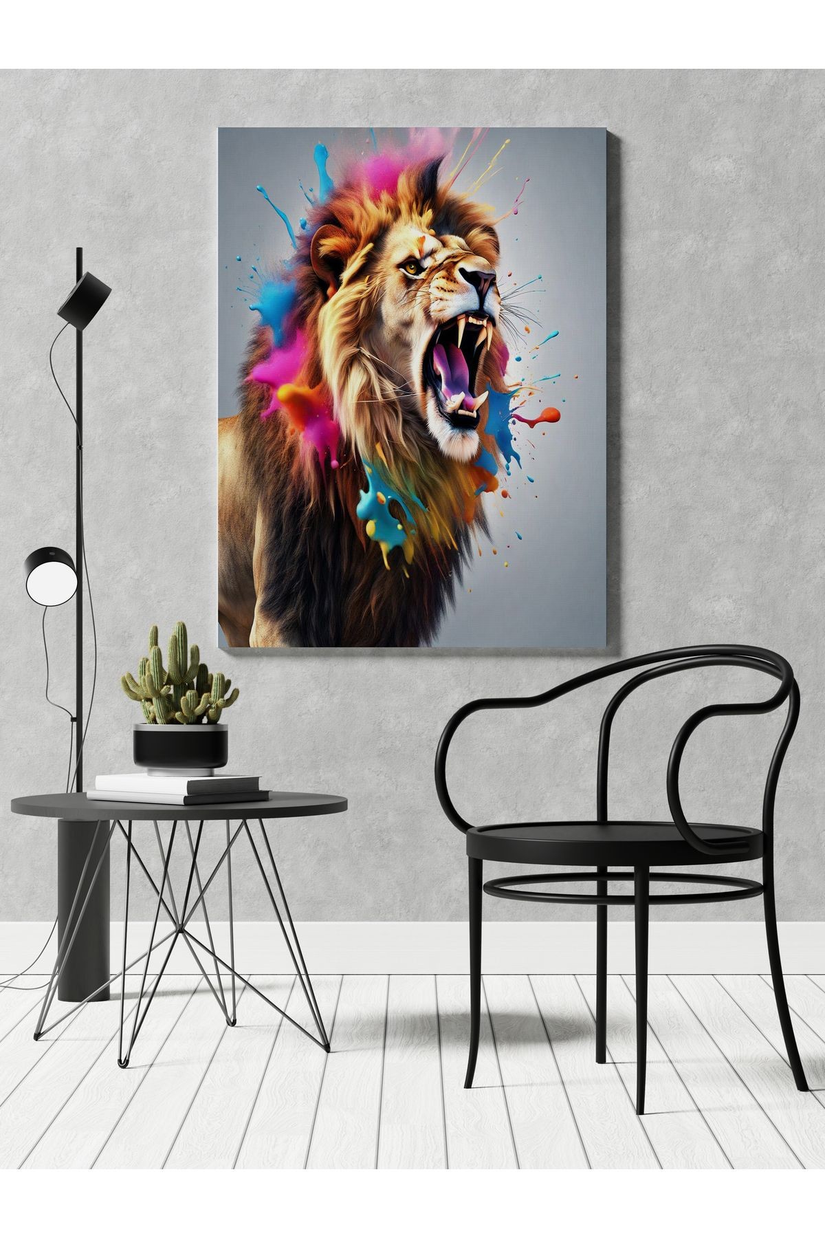 Kanvas Tablo Aslan Desenli Modern Tablo