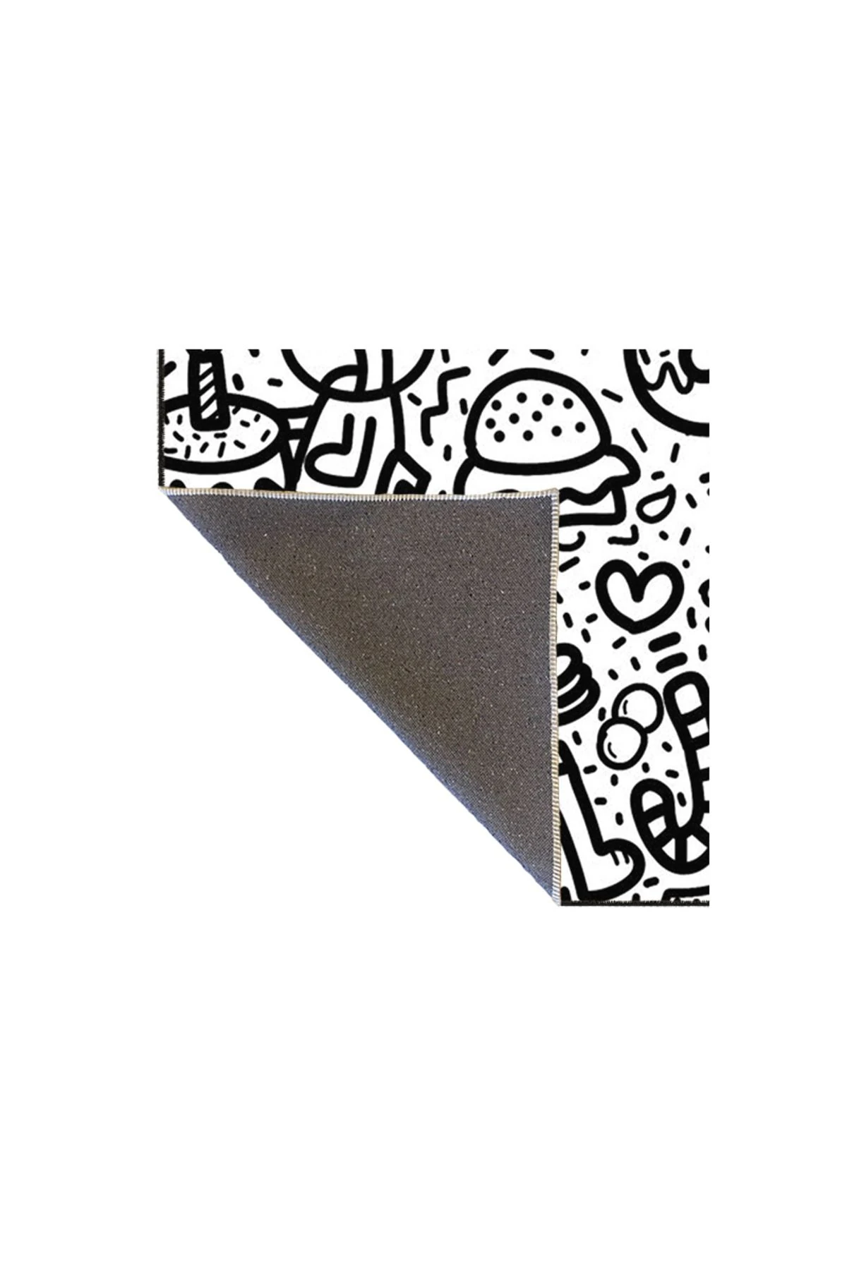 Siyah Beyaz Temalı Geometrik Desenli Dokuma Taban Halı ve Yıkanabilir Halı miravip10078