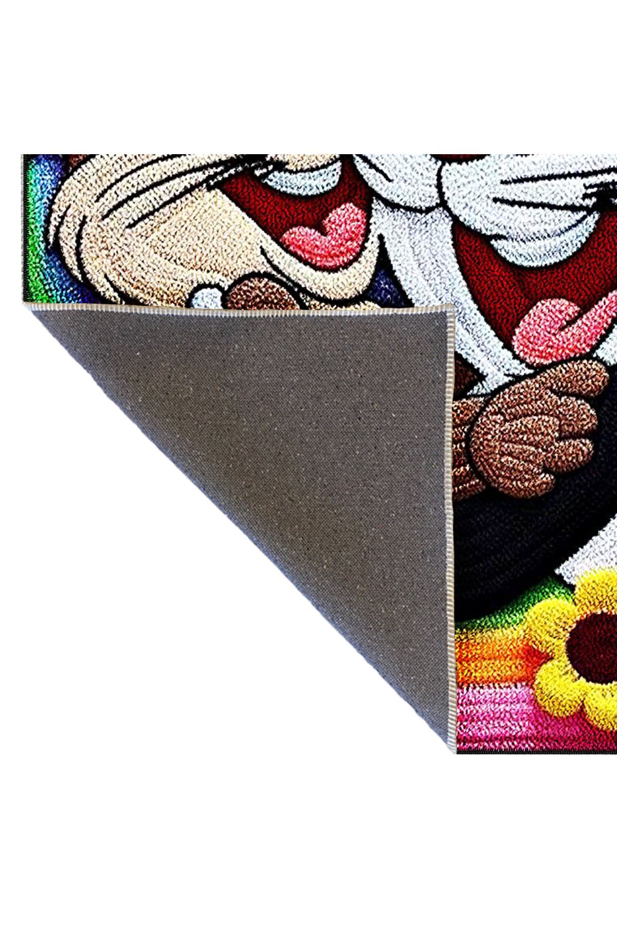 Çizgi Karakterler Çok Renkli Bugs Bunny Desenli Kreatif Modern Dekoratif Halı 5103