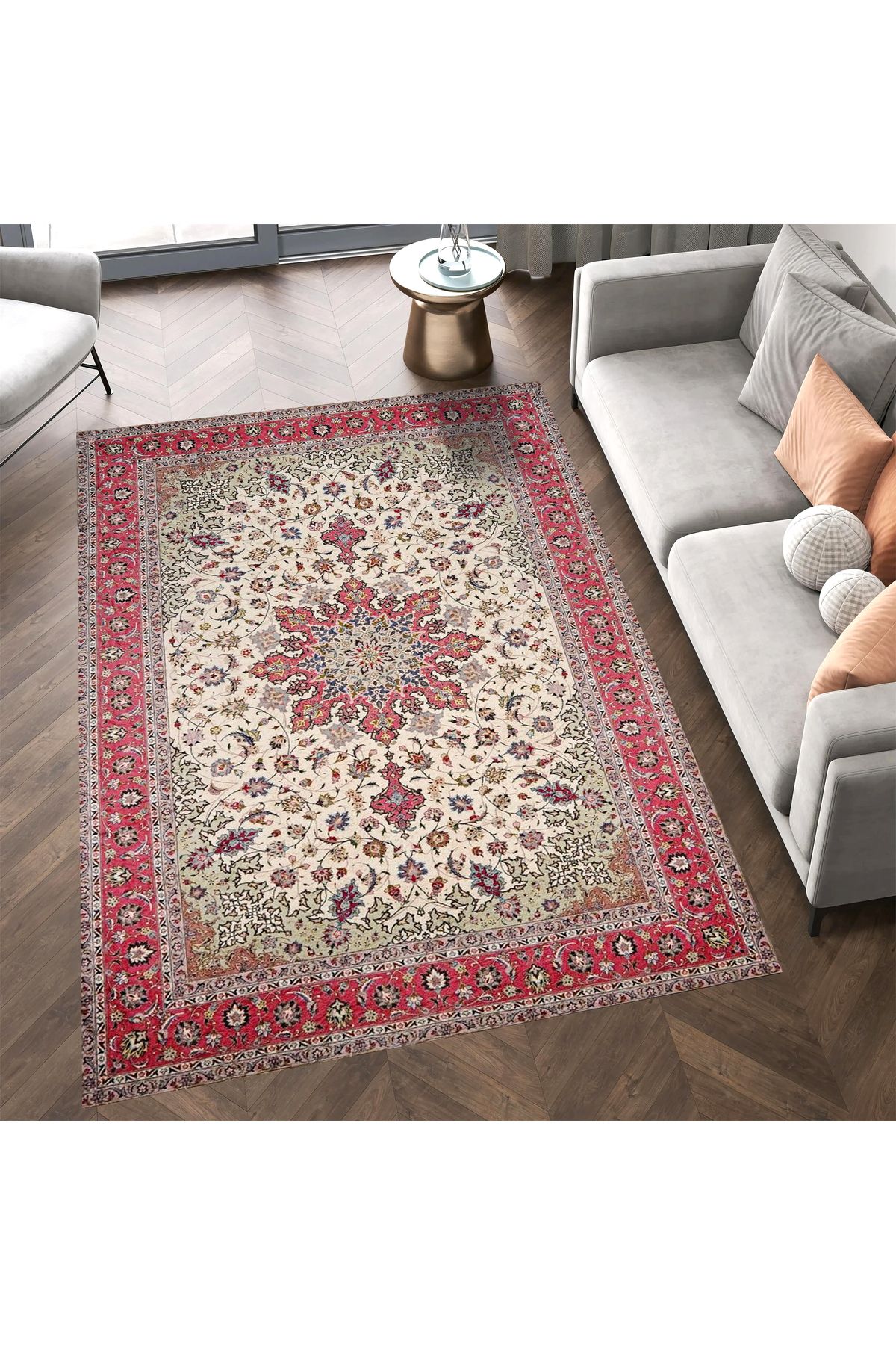 Kuzey Koleksiyonu Renkli Bordür Detaylı Etnik Desenli Dokuma Taban Dekoratif Halı kuzey13