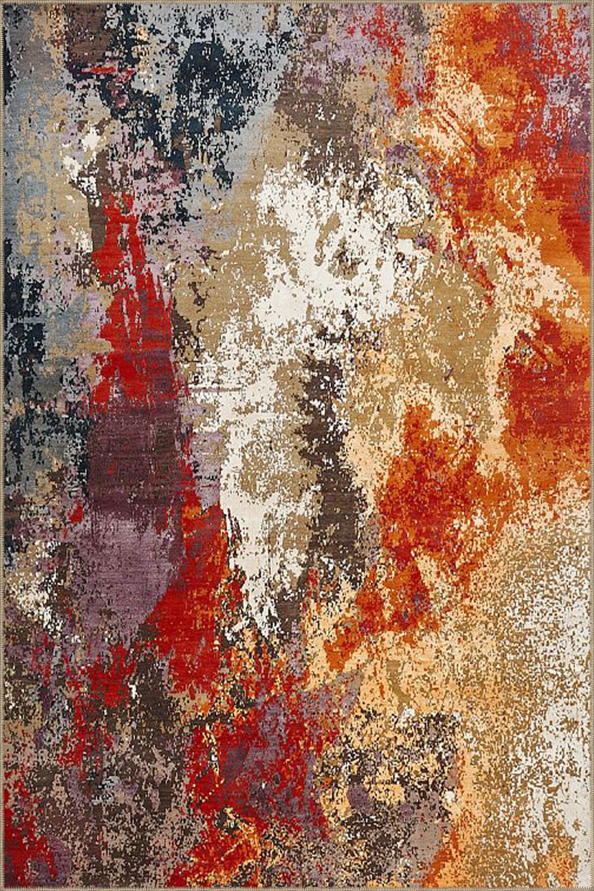 Modern Kırmızı Akan Motifli Desenli Dekoratif Dokuma Taban Halı miravip516