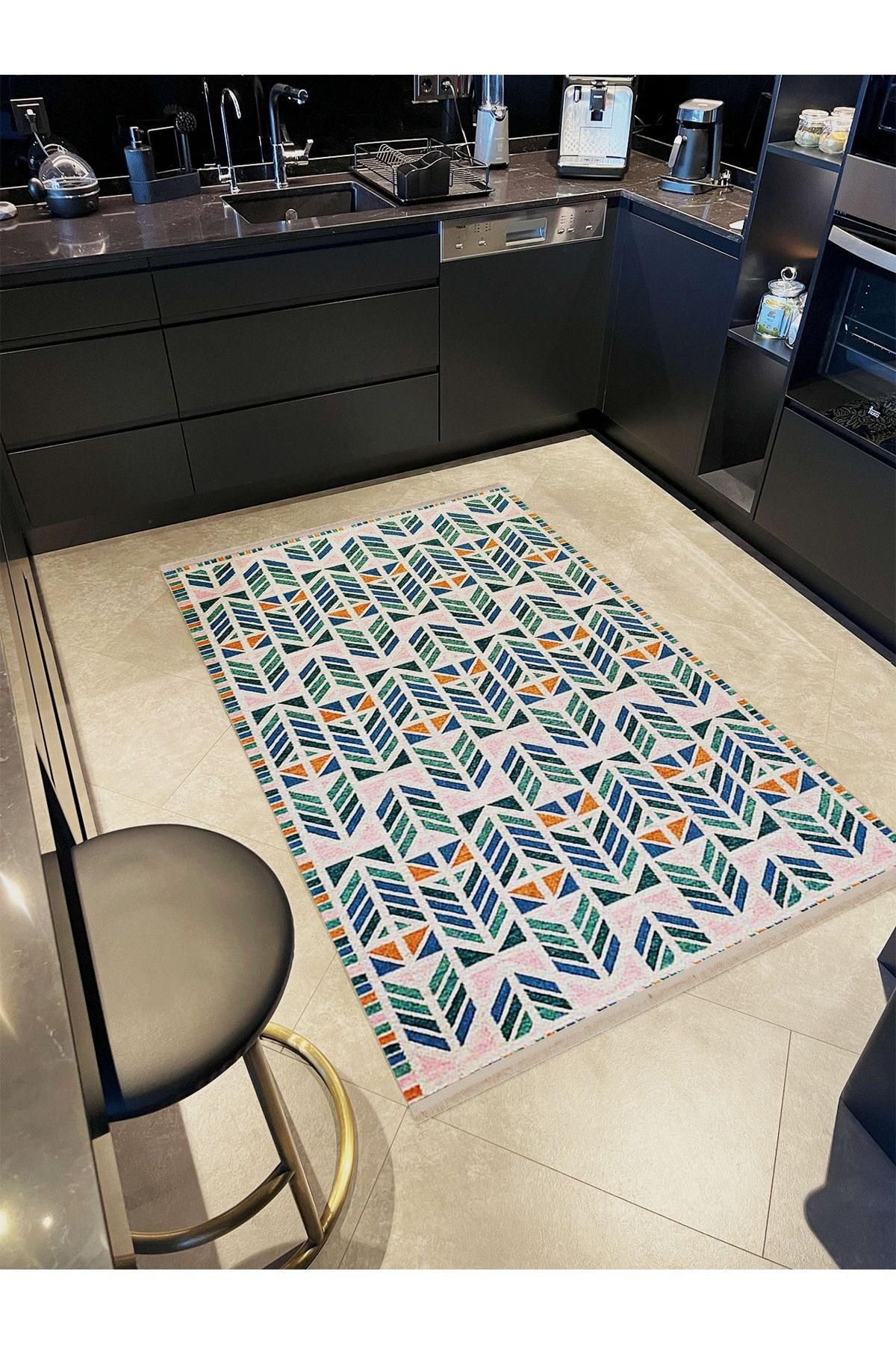 Paris Koleksiyonu Çok Renkli Geometrik Şekiller Desenli Modern Dekoratif Halı 165