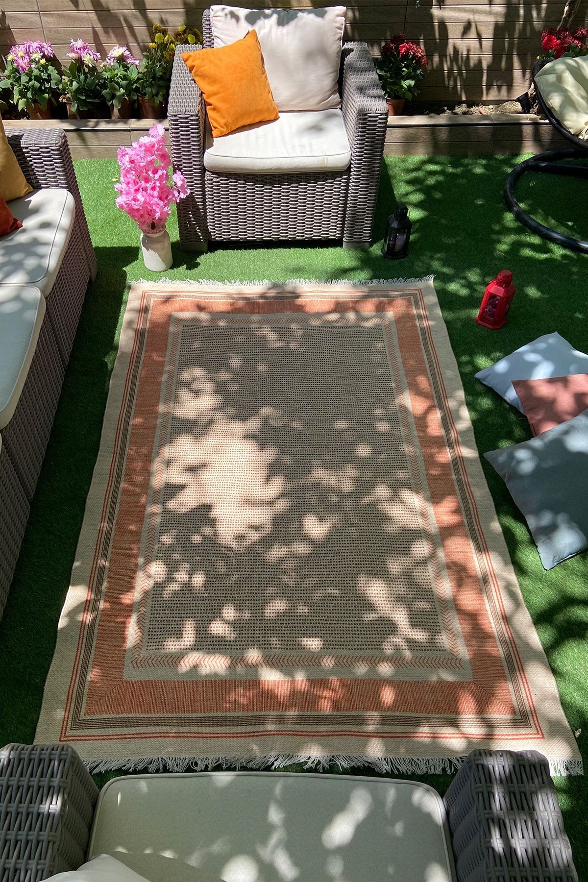 Bahama Çizgili Modern Kiremit Bej Iskandinav Kilim 306