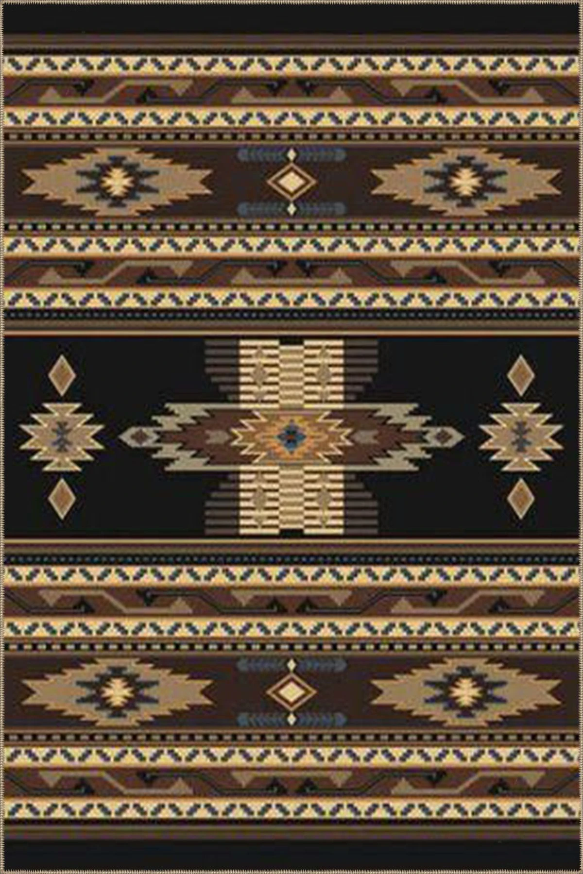 Siyah ve Kahverengi Tonlarında Vintage Dokuma Taban Halı 3763