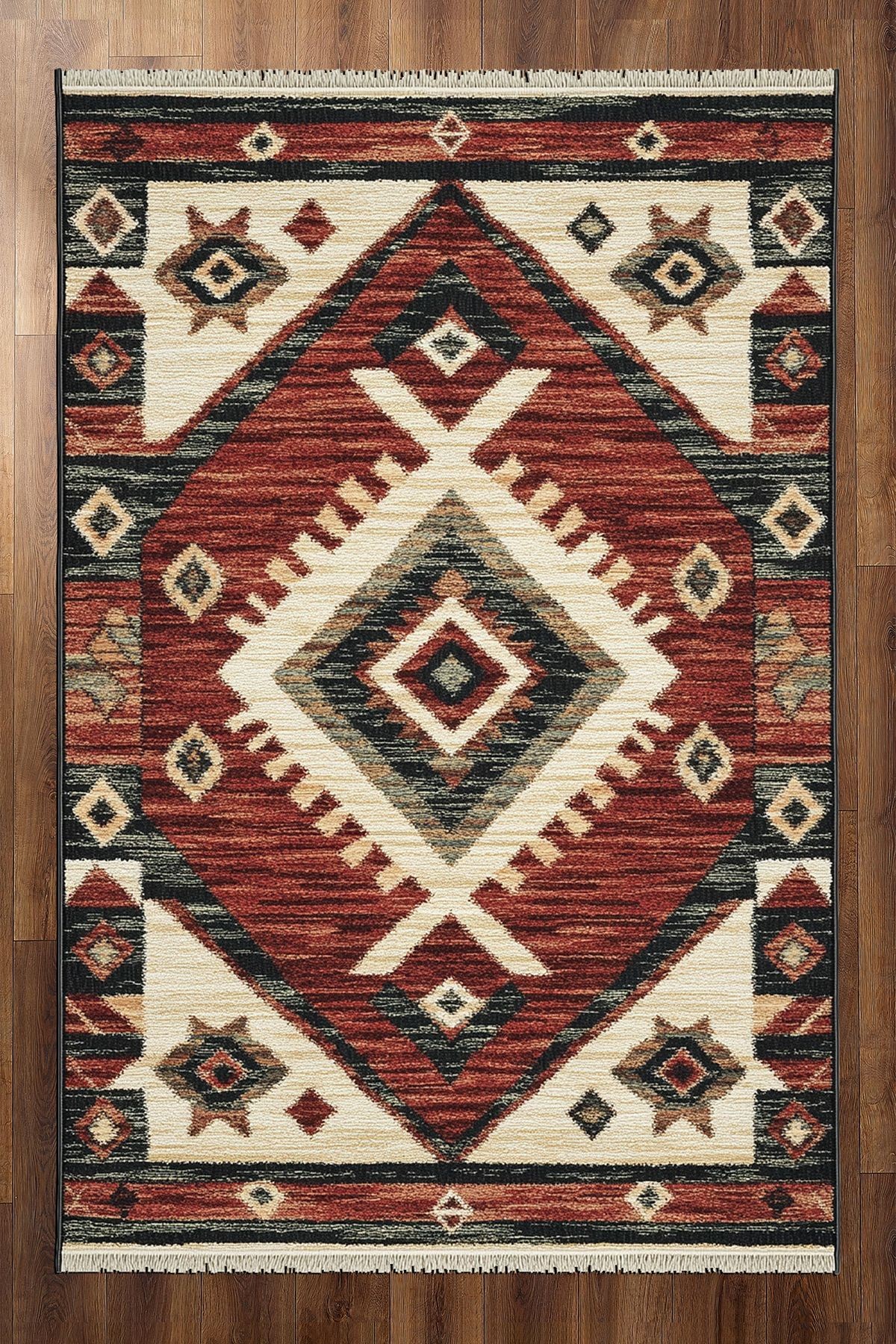 Herat Atelier Vintage Afgan Desen Bordo Renkli Dokuma Taban Dekoratif Salon Halısı 303