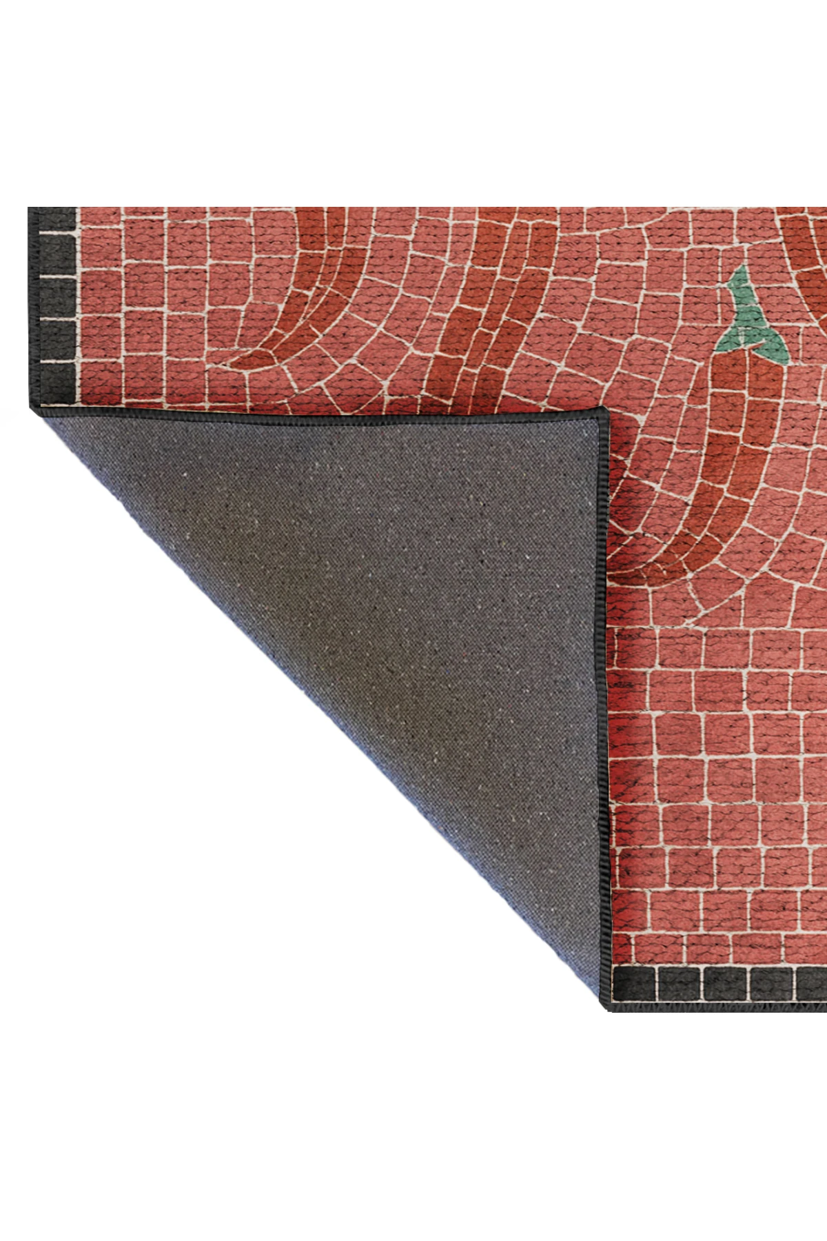 MOSSO Chillies Yazılı Desen Dokuma Taban Vintage Dekoratif Halımosso988