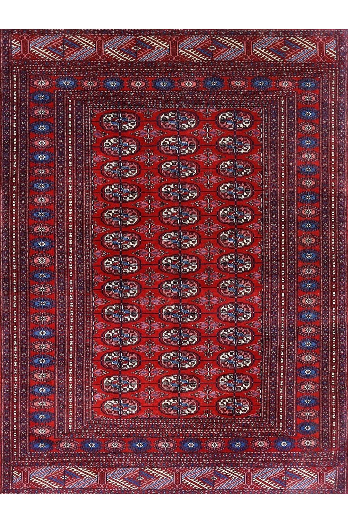 Mete Koleksiyonu Bordo Temalı Etnik Şekil Motifleri Desenli Vintage Dekoratif Halı 35