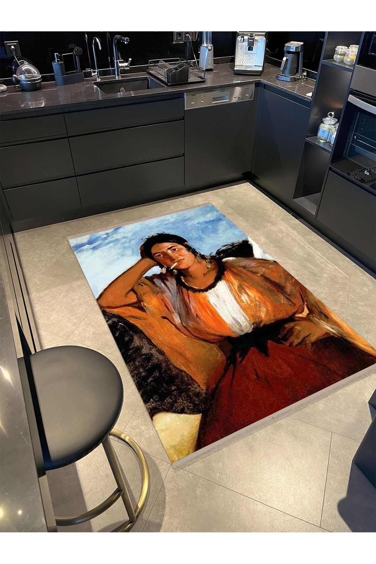 Barcelona Koleksiyonu Pastel Renklerde Kızılderili Desenli Modern Dekoratif Halı 30
