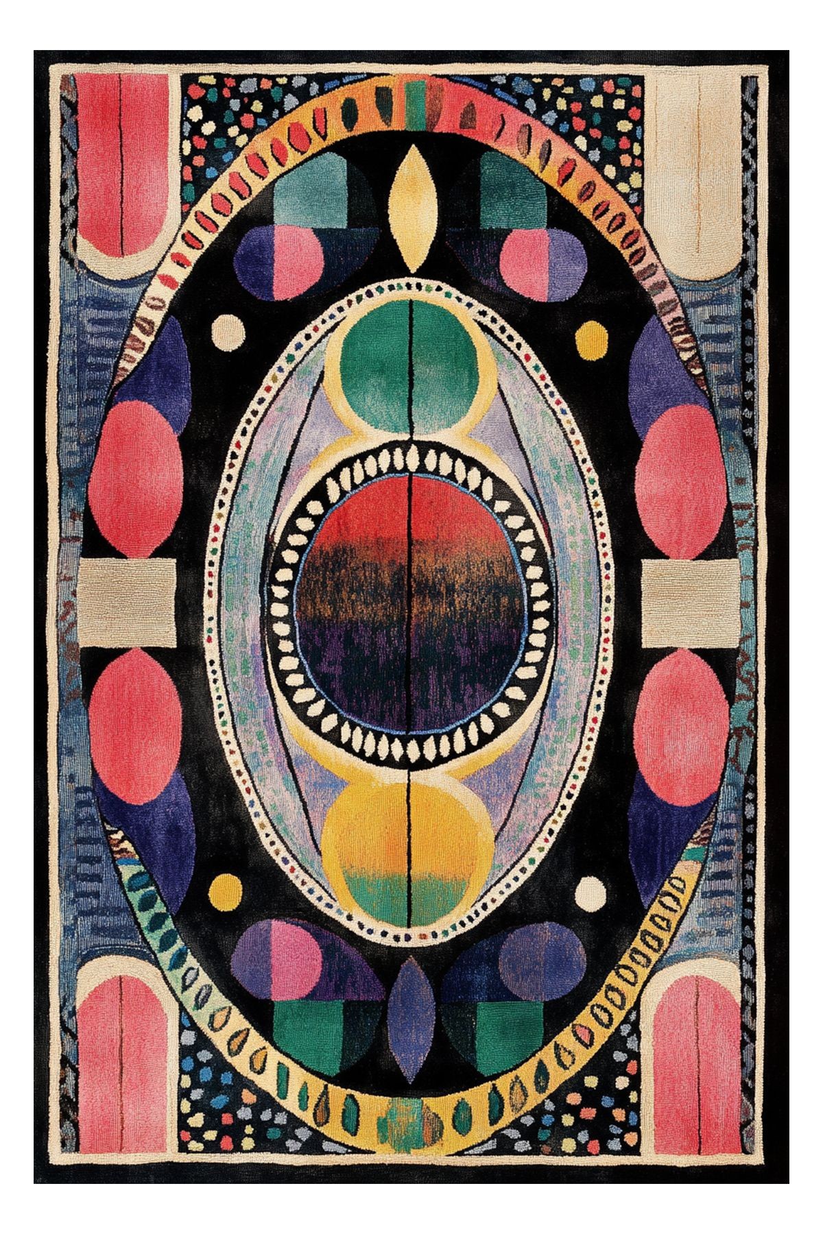 Nora Art Soyut Desen Çok Renkli Dokuma Taban Modern Dekoratif Halı noraart34