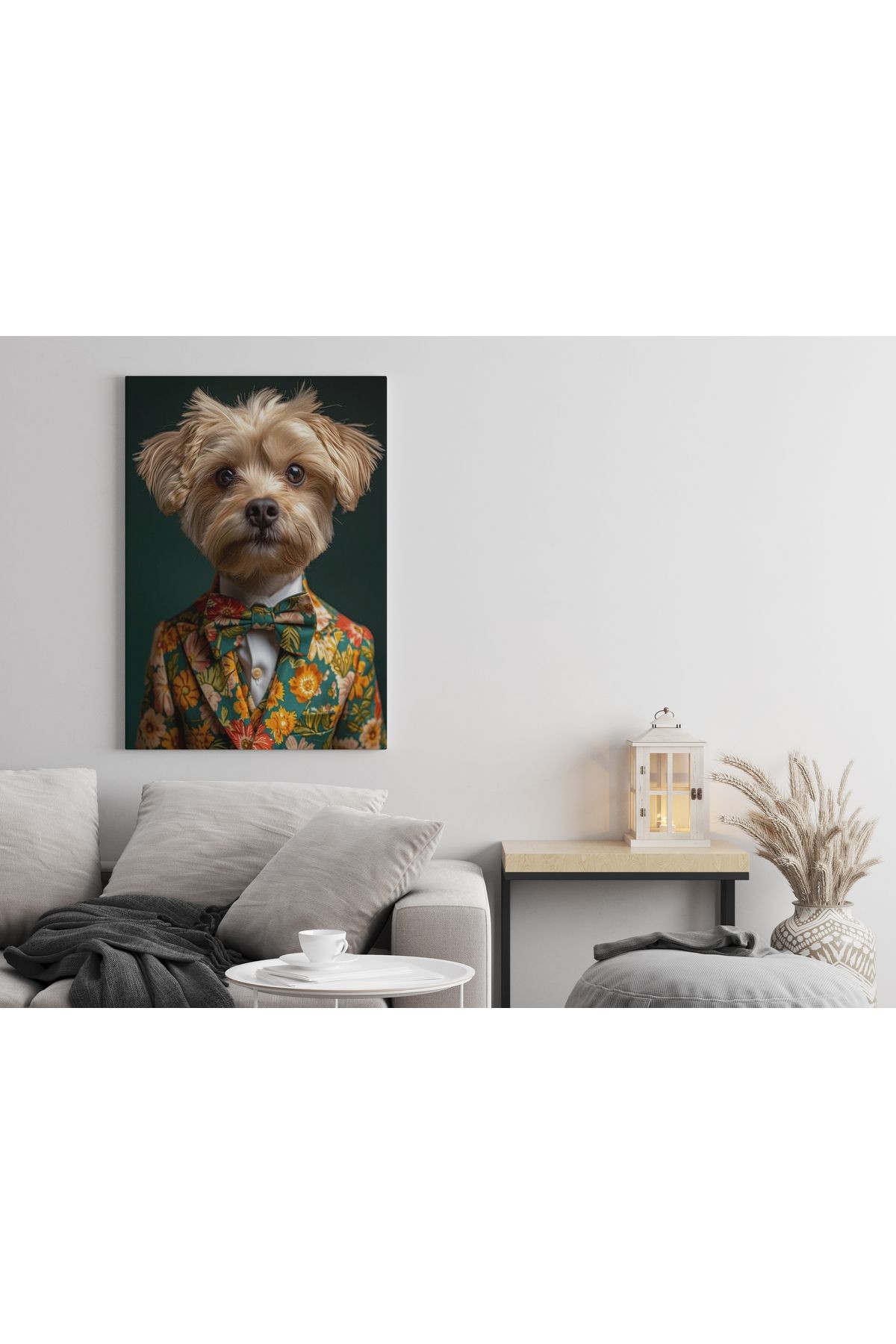 Kanvas Tablo Takım Elbiseli Sevimli Köpek Desenli tablo5007