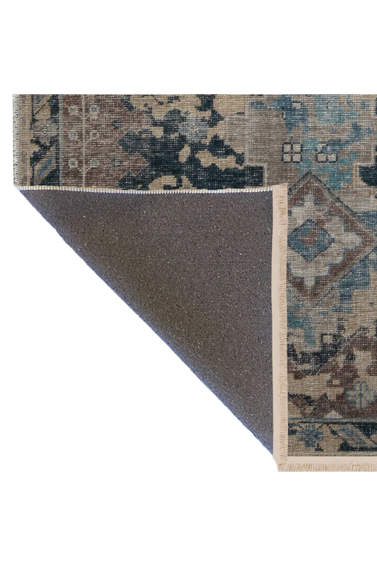 Açık Ton Çok Renkli Soyut Geleneksel Motif Desenli Vintage Dekoratif Halı 2981