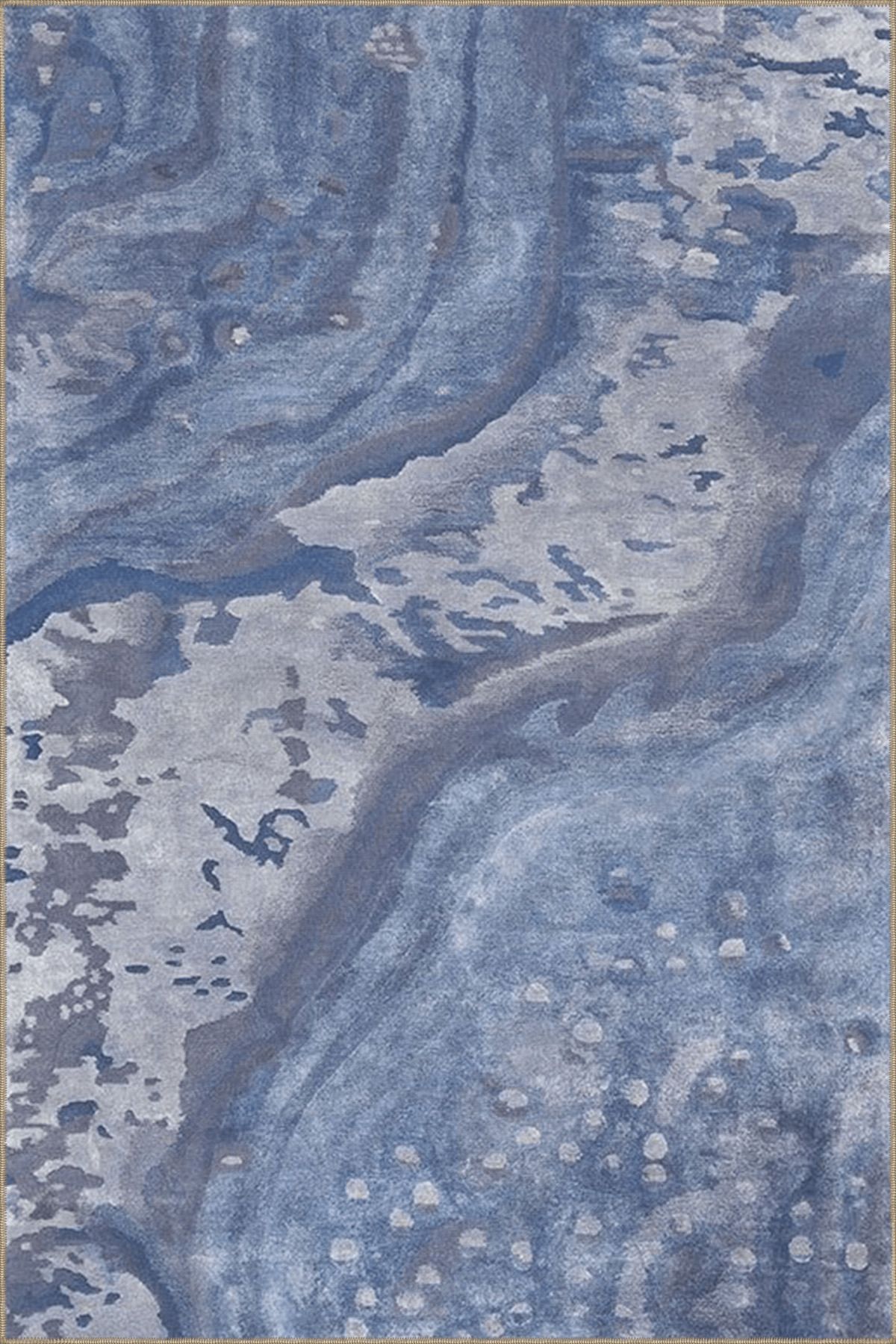 Mavi Temalı Abstract Soyut Desenli Kreatif Modern Dekoratif Halı 4629