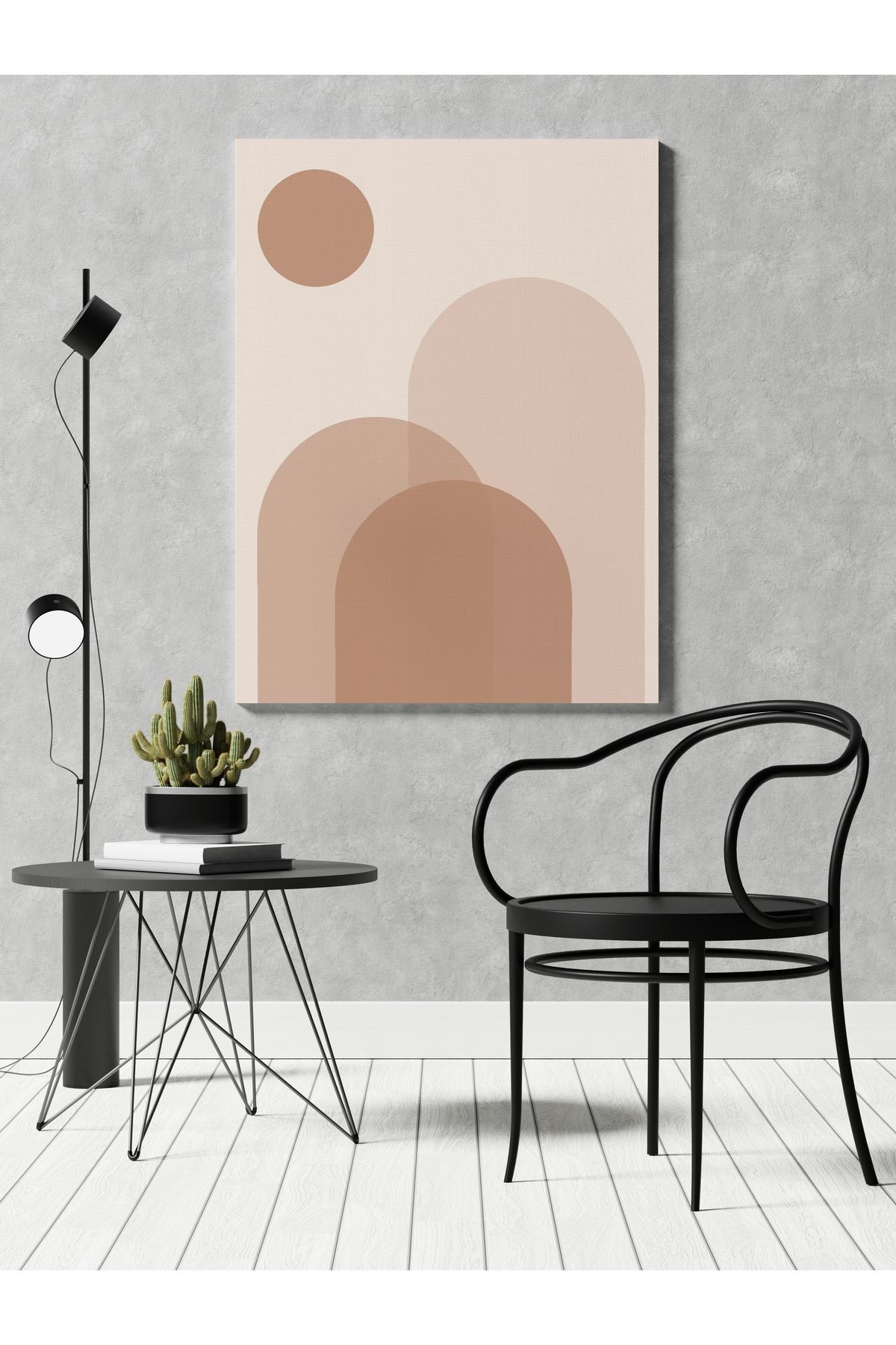 Kanvas Tablo Pudra Pembe Tema Soyut Geometrik Desen
