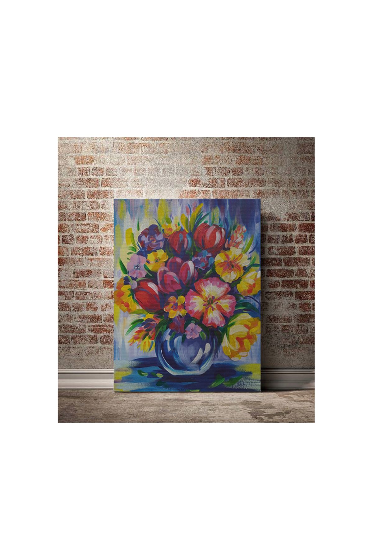 Kanvas Tablo Vazo Çiçekli Pastel Renkli Desenli Renkli Temalı Modern Tablo