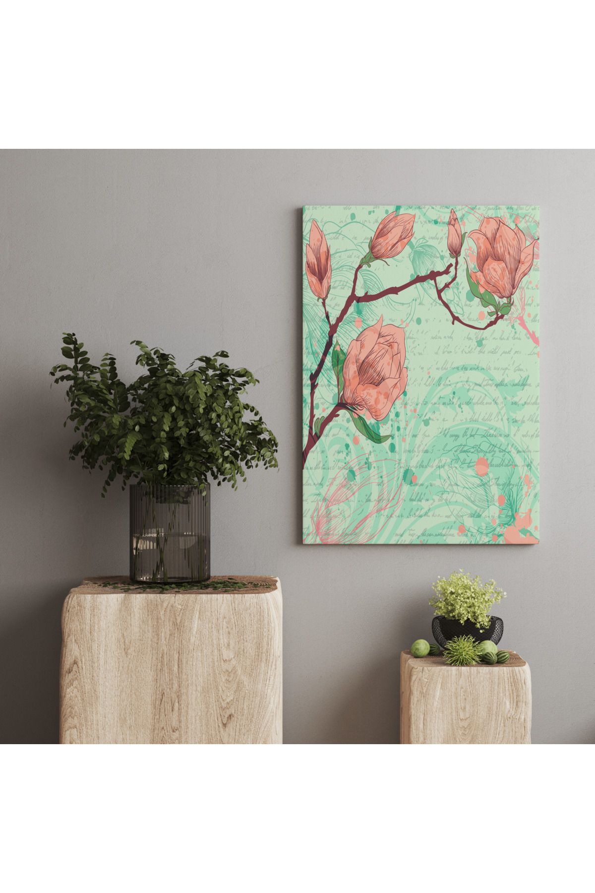 Kanvas Tablo Tarot Otantik Pembe Çiçek Temalı