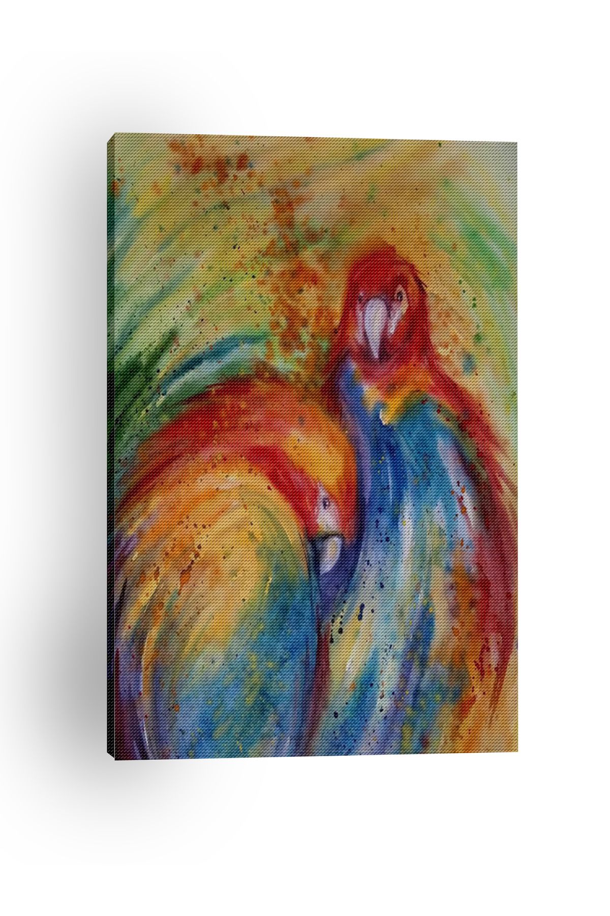 Kanvas Tablo Sulu Boyalı Papağan Hayvan Karışık Renkli Desenli Renkli Temalı Modern Tablo