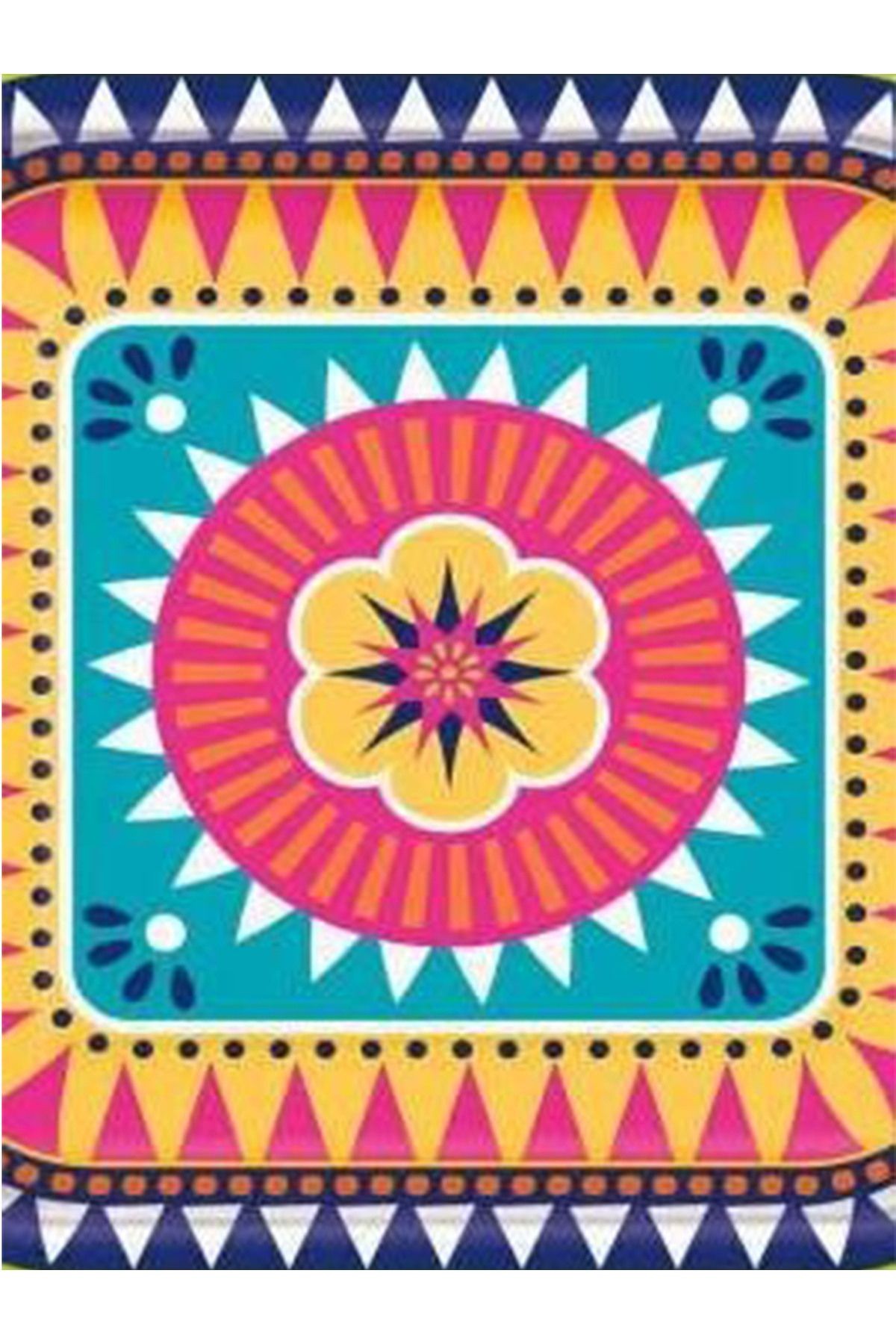 Kemal Koleksiyonu Çok Renkli Karma Geometrik Şekiller Desenli Dokuma Taban Modern Dekoratif Halı 27