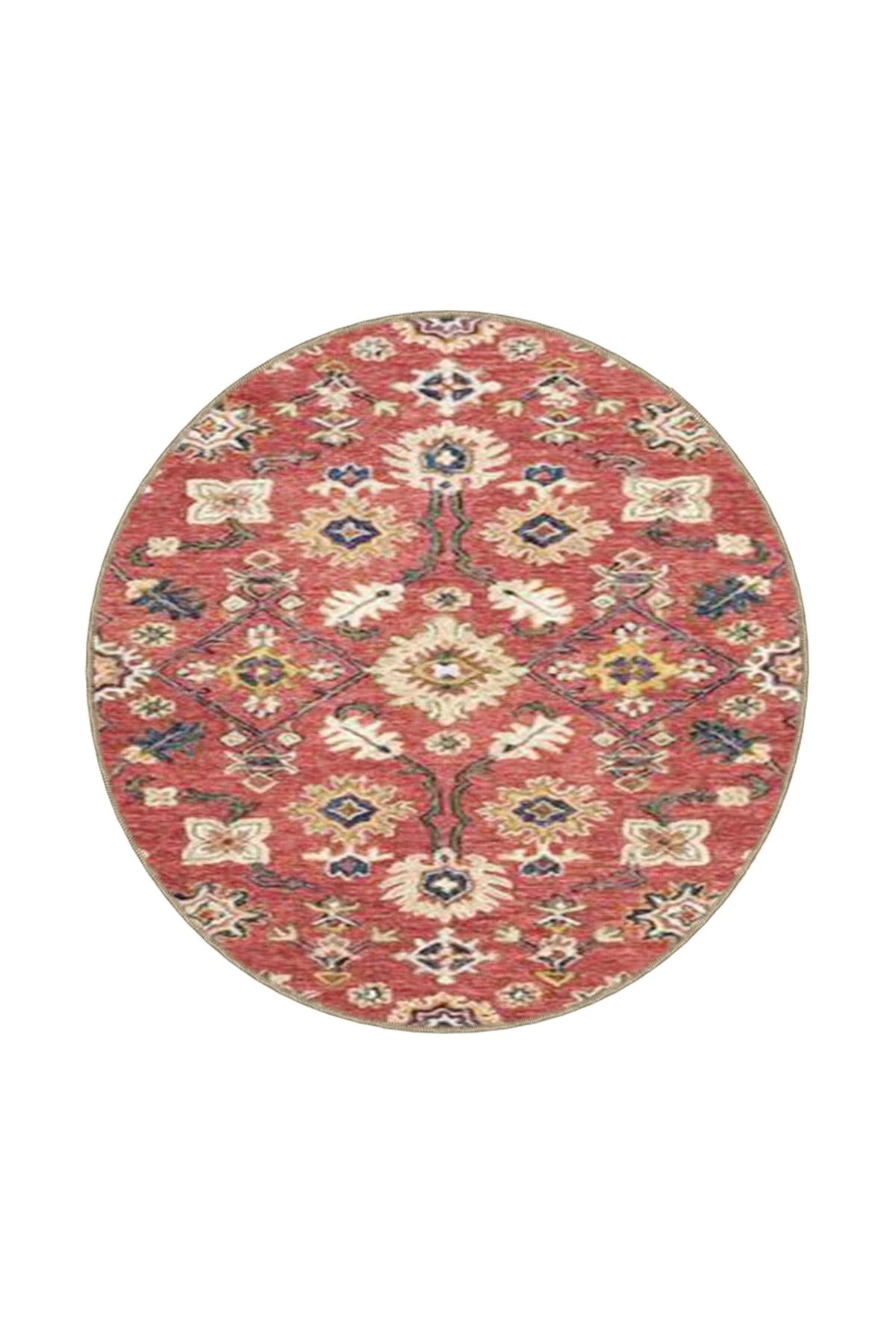 Etnik Çiçekli Kırmızı Desenli Dokuma Taban ve Dekoratif Halı miravip622